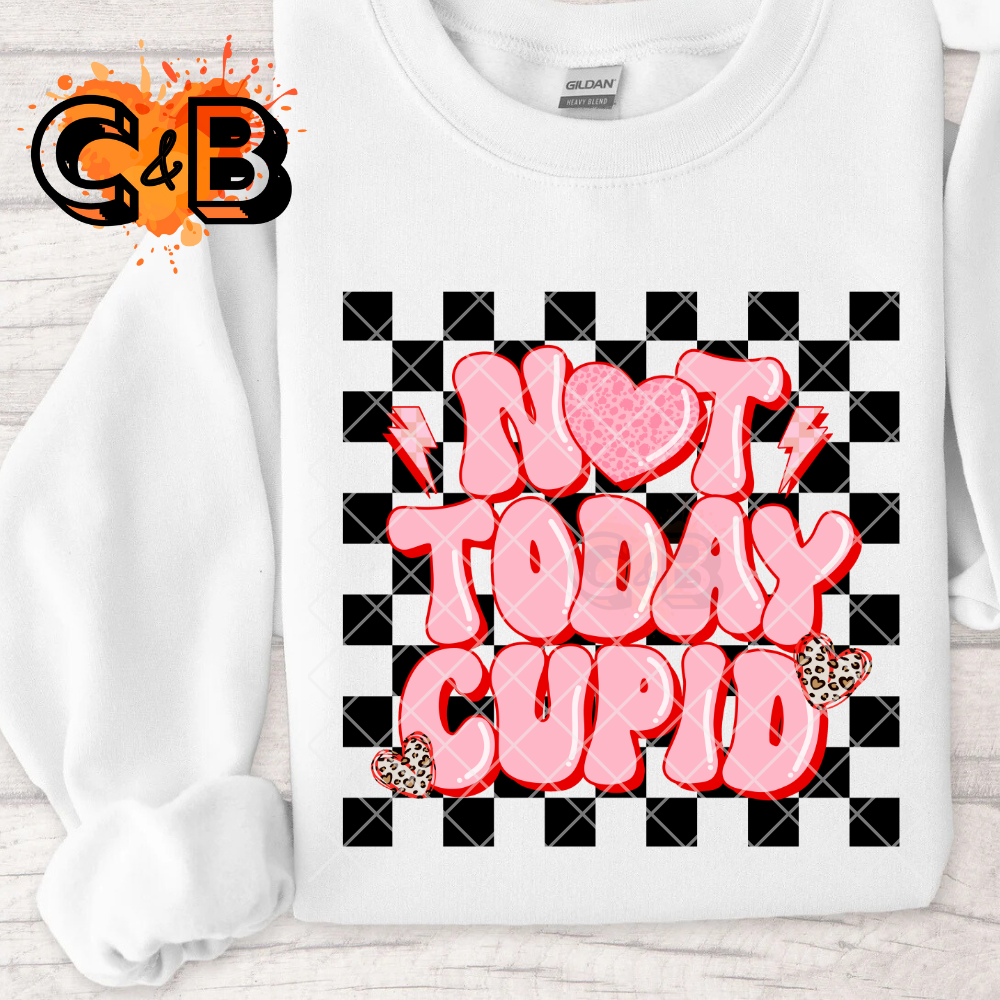 Not today Cupid checkered pink PNG