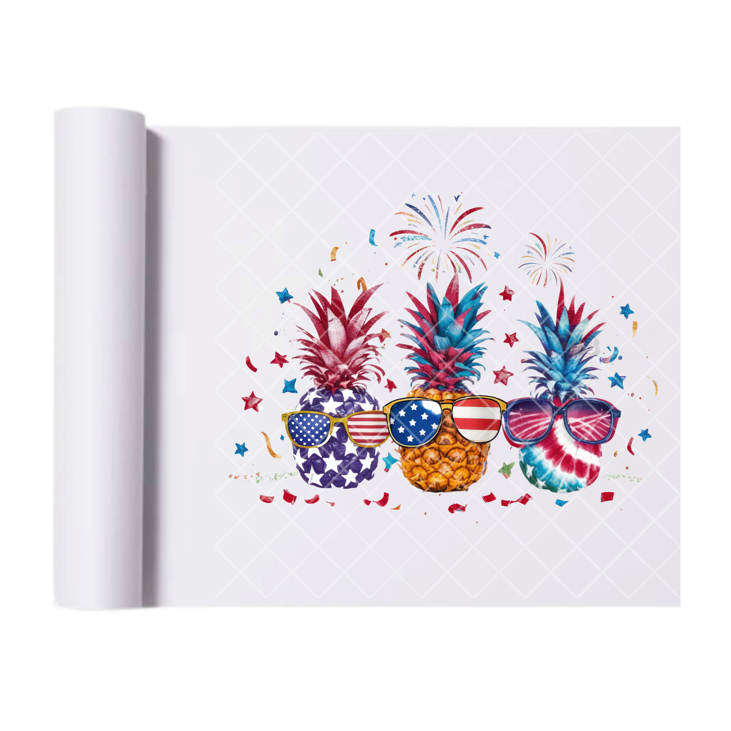 American Pineapple - Direct Print Film Transfer for Trendy T-Shirts, Cotton, Polyester & Blends - High-Quality Print