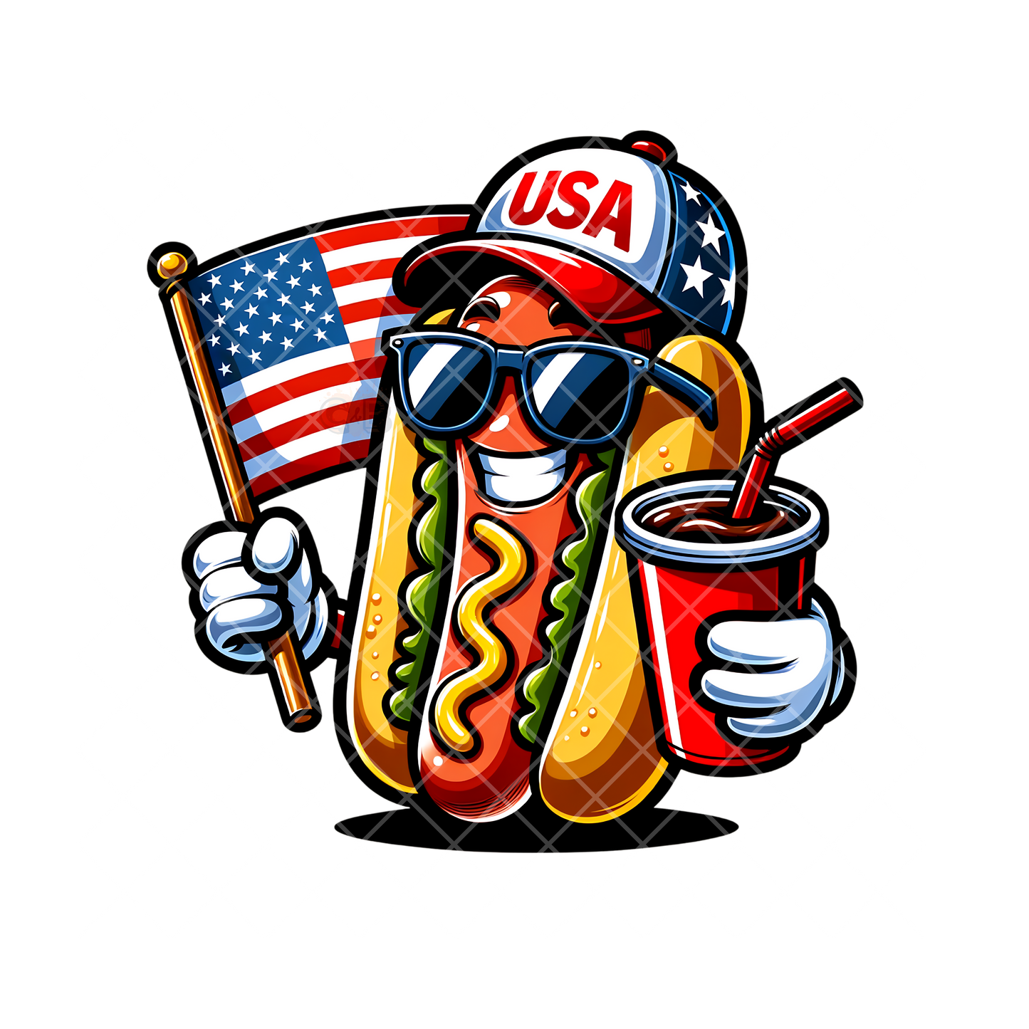 USA Hotdog Guy With Flag PNG