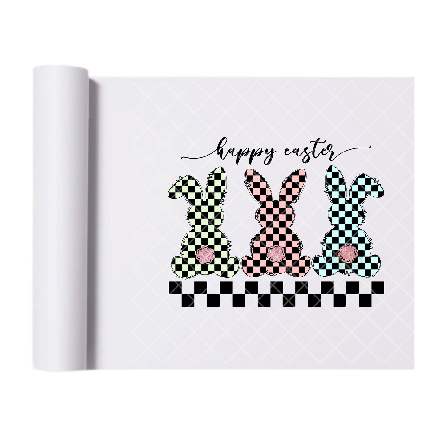 Checkered Bunnies With Tails - Direct Print Film Transfer for T-Shirts, Cotton, Polyester & Blends - High-Quality DTF Print