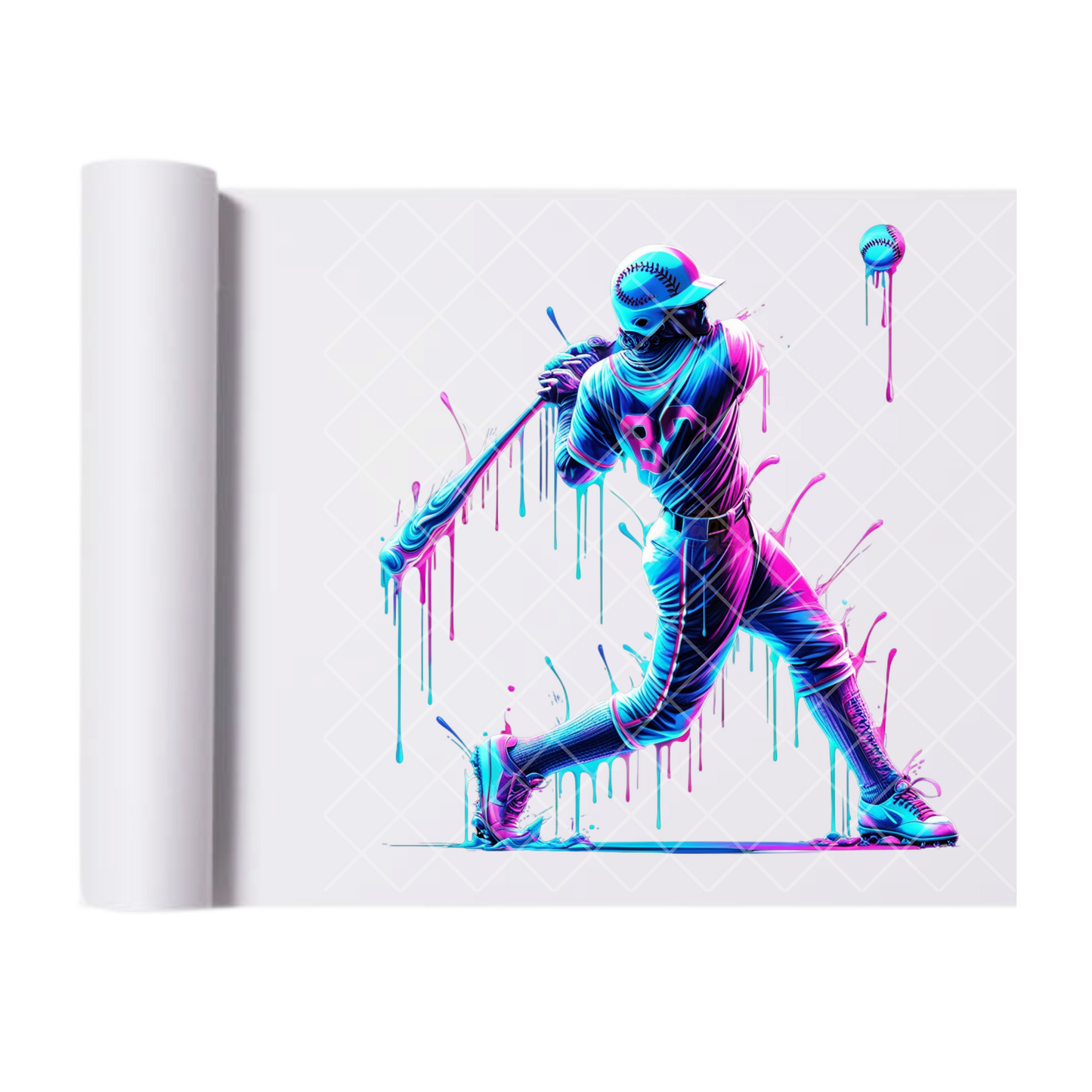 Pink Blue Drip Homerun - Direct Print Film Transfer for T-Shirts, Cotton, Polyester & Blends - High-Quality Print