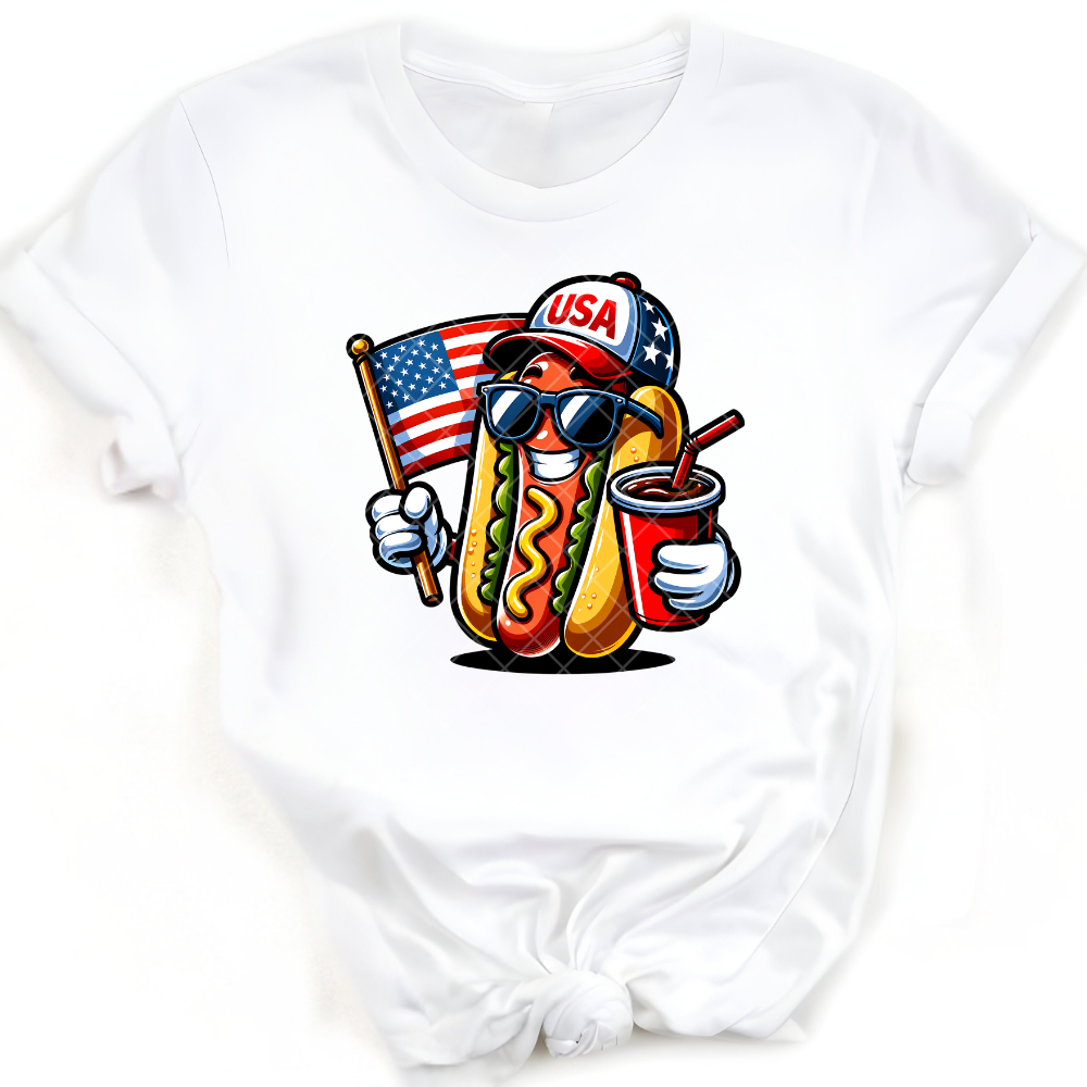 USA Hotdog Guy With Flag PNG