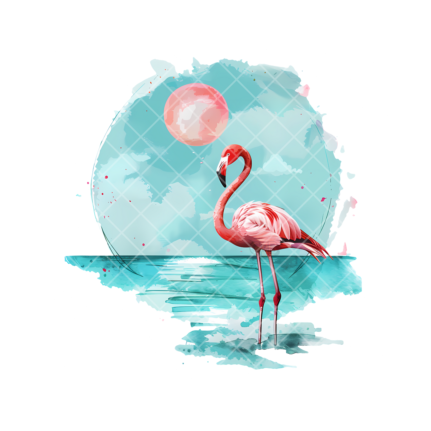 Vacation Blue Scene Flamingo PNG