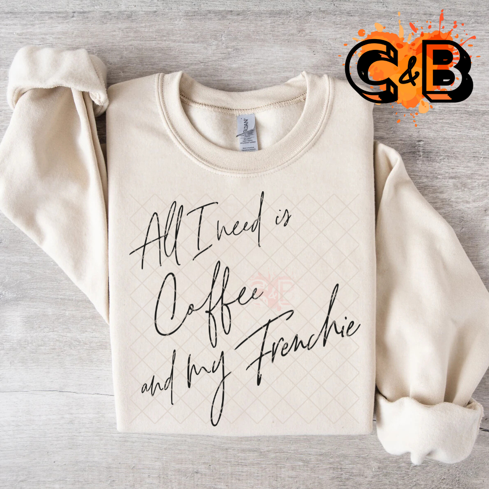 Frenchie and coffee PNG