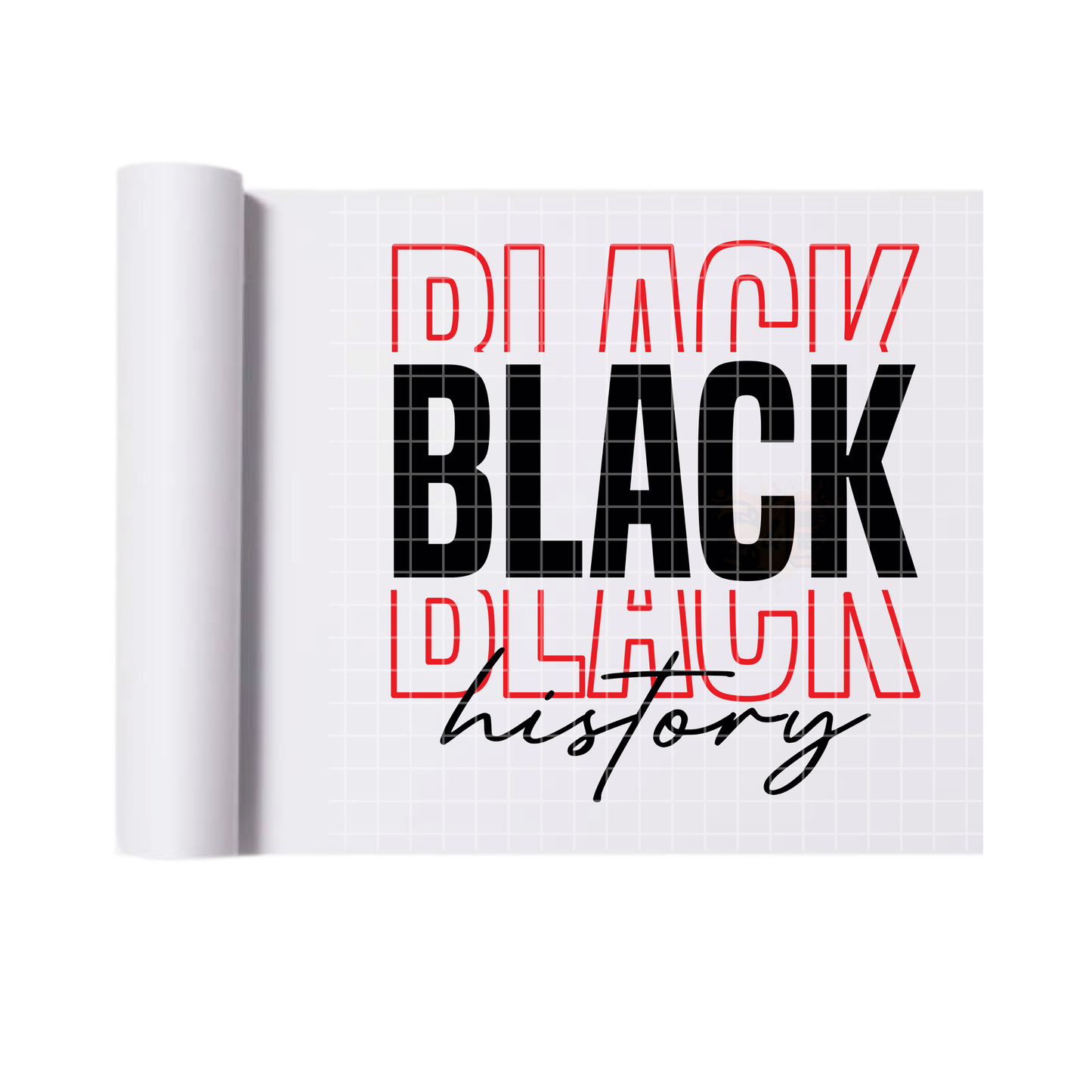Black history bold font red accent DTF transfers for T-shirts
