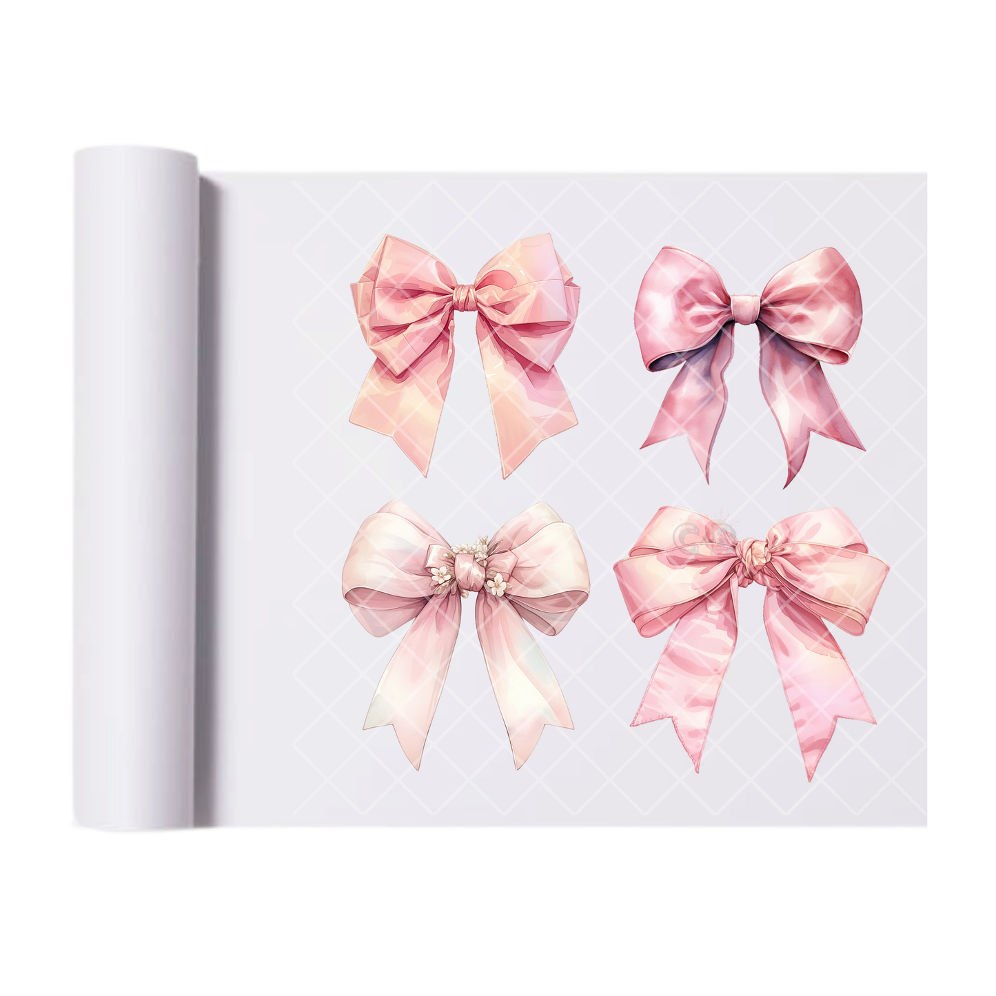 4 Pink Bows - Direct Print Film Transfer for Trendy T-Shirts, Cotton, Polyester & Blends - High-Quality Print