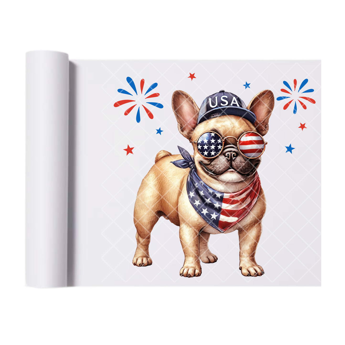 Patriotic Frenchie USA Top - Direct Print Film Transfer for Trendy T-Shirts, Cotton, Polyester & Blends - High-Quality Print