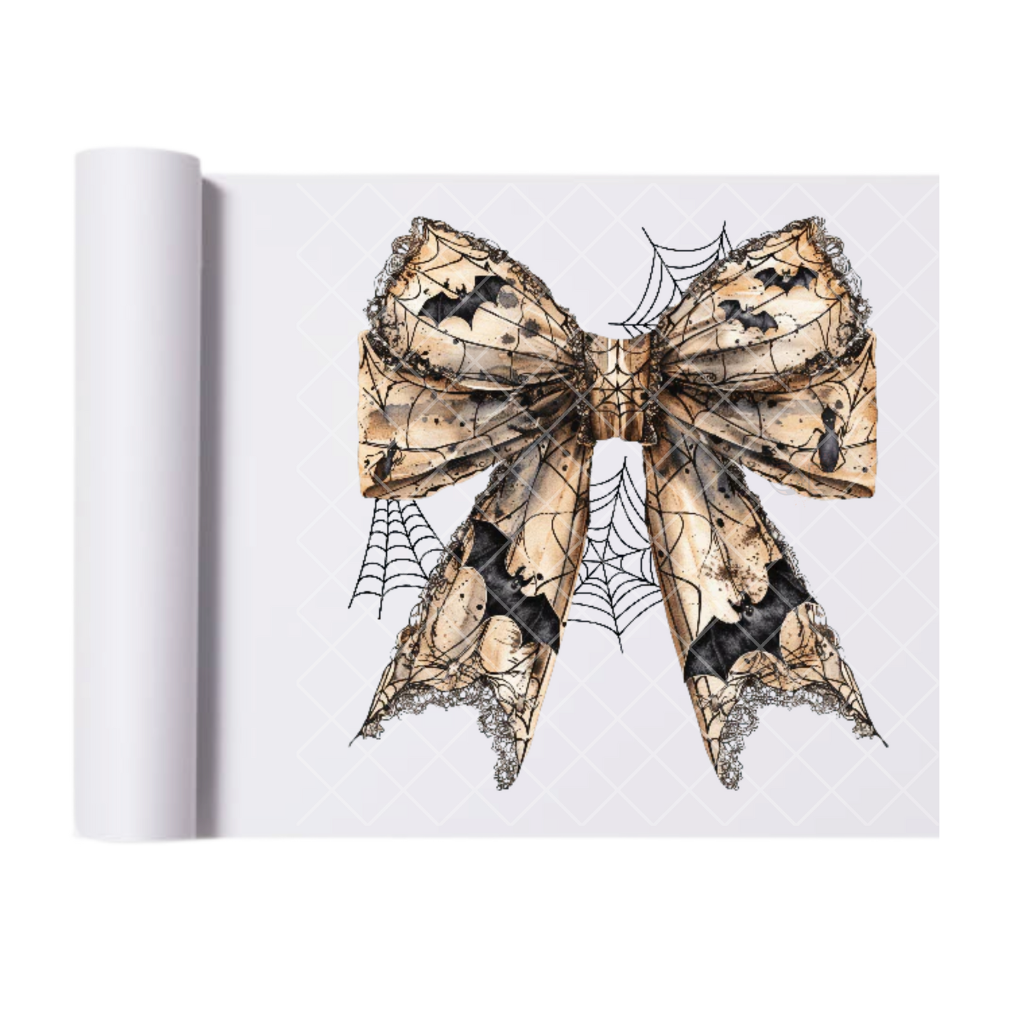 Haunted Halloween Bow Webs - Ready To Press Print Transfer for Apparel, Cotton, Polyester & Blends - High-Quality Print- Commercial Grade