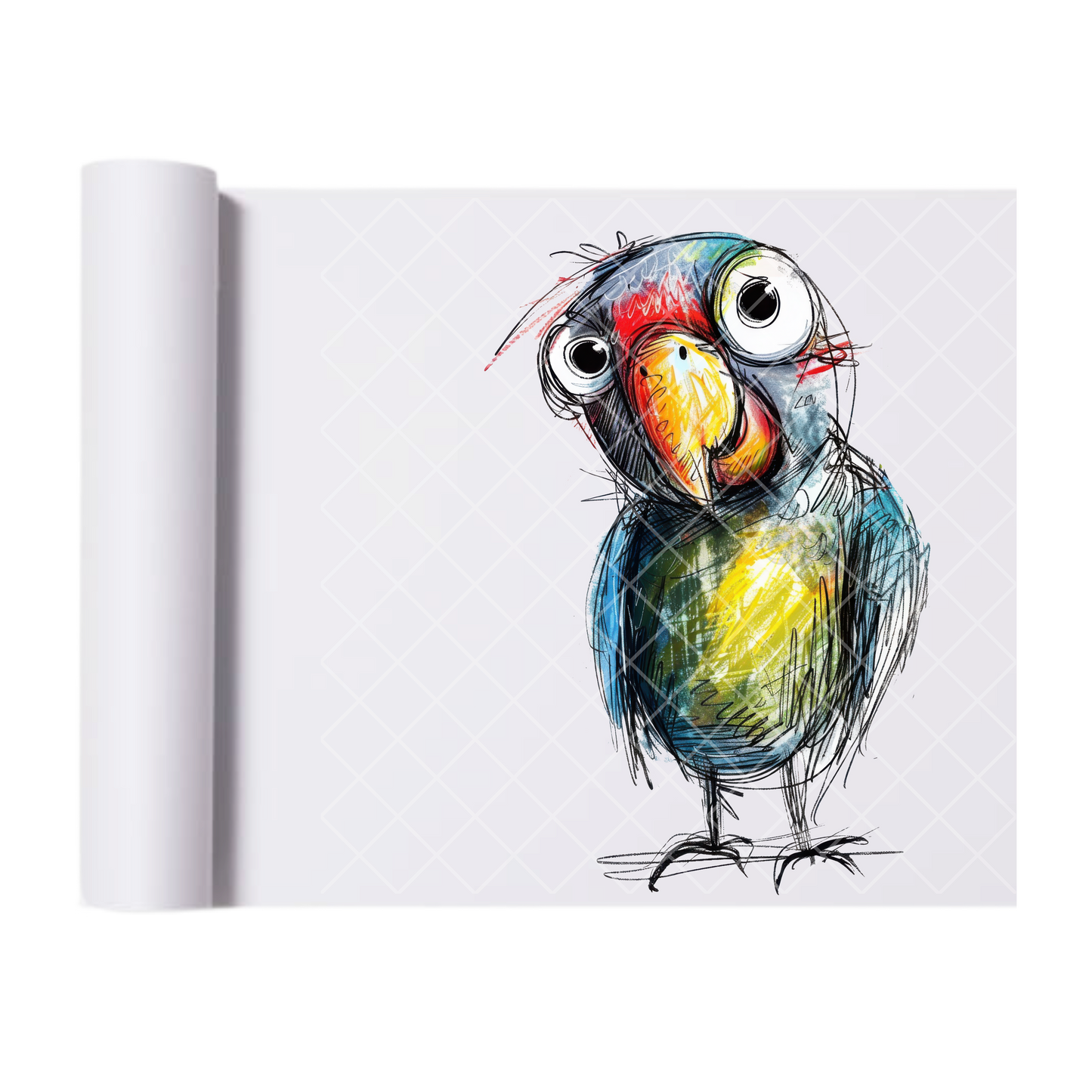 Bird Sketch Art Painting - Direct Print Film Transfer for Trendy T-Shirts, Cotton, Polyester & Blends - High-Quality Print