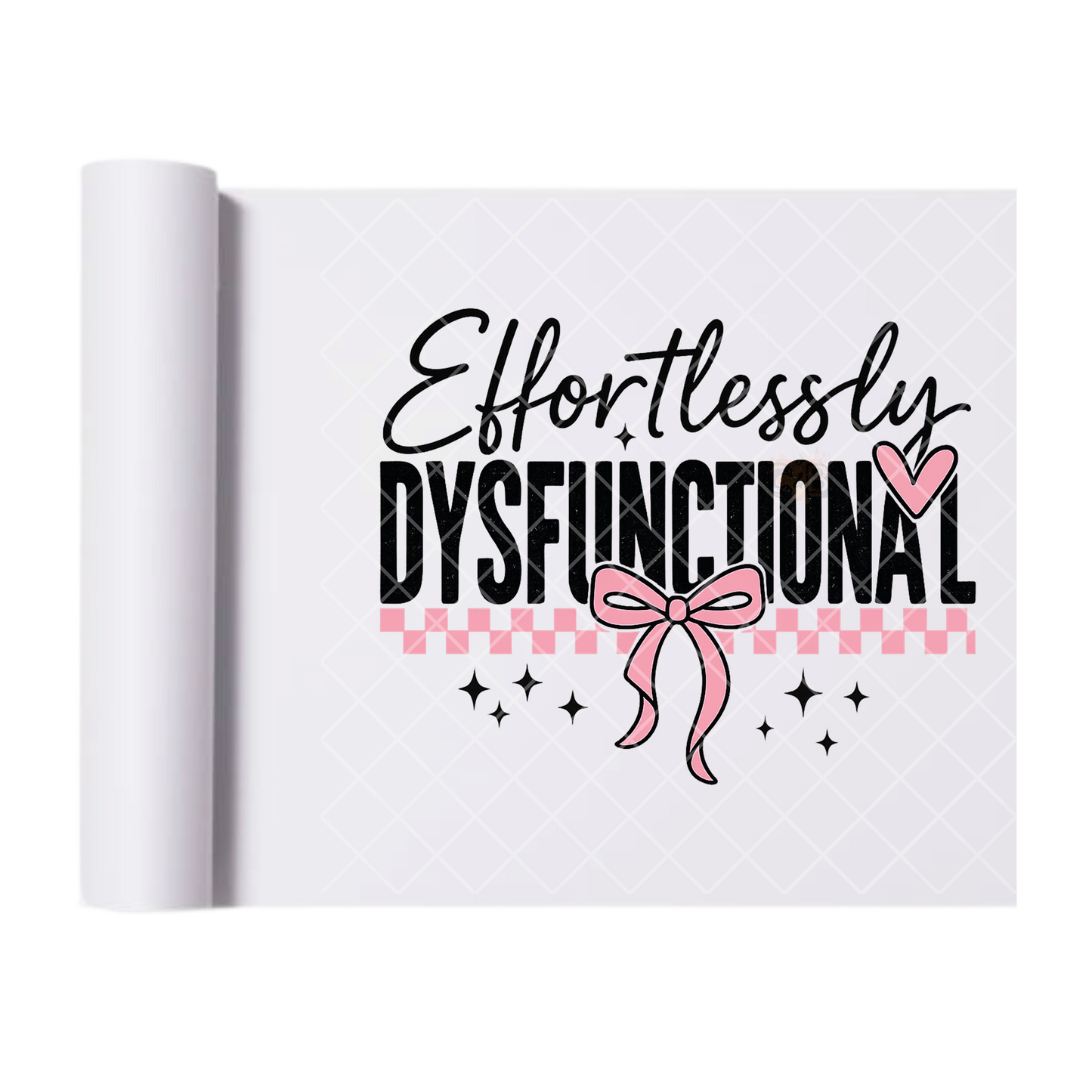 Effortlessly Dysfunctional Pink Bow - Direct Print Film Transfer for Trendy T-Shirts, Cotton, Polyester & Blends - High-Quality Print