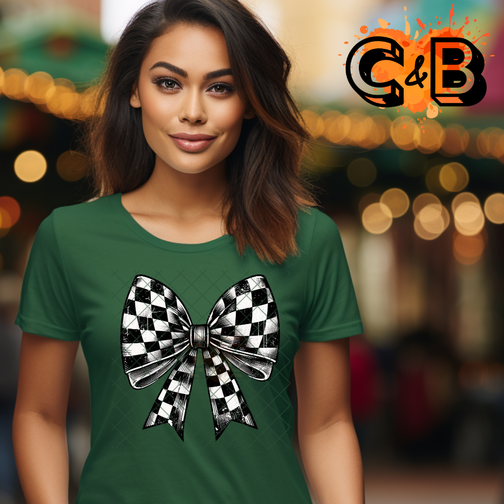 Checkered design bow PNG