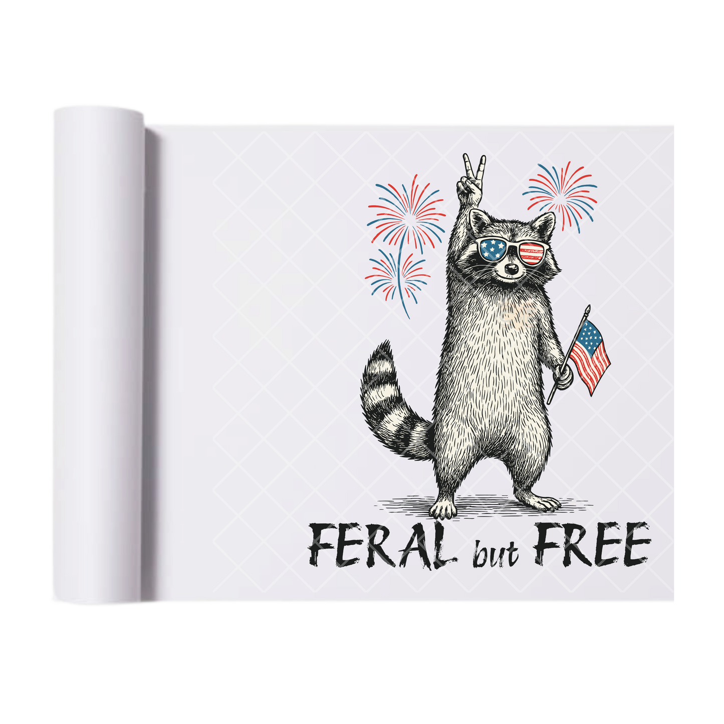 Raccoon And Free Merica Shades - Direct Print Film Transfer for Trendy T-Shirts, Cotton, Polyester & Blends - High-Quality Print