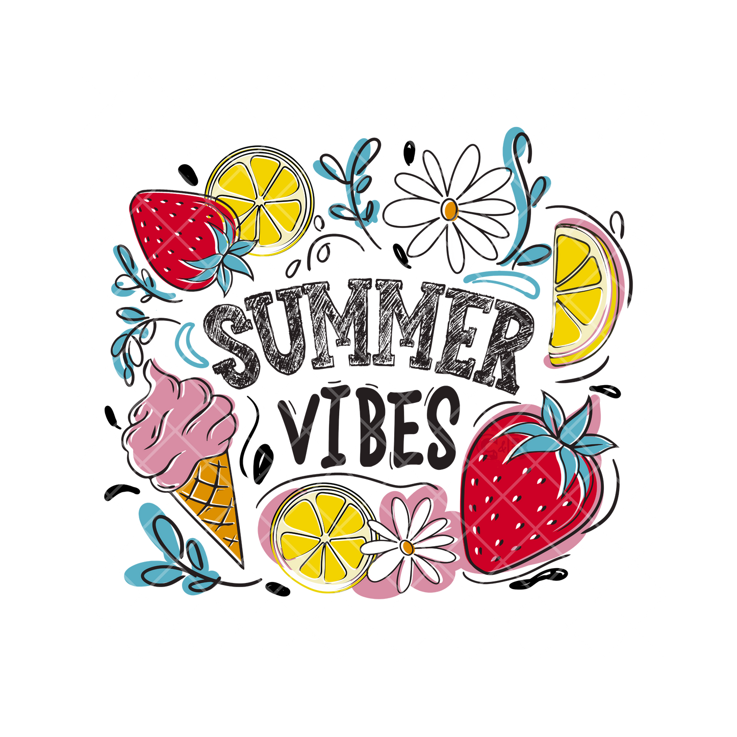 Strawberry Lemon Icecream Summer Vibes PNG