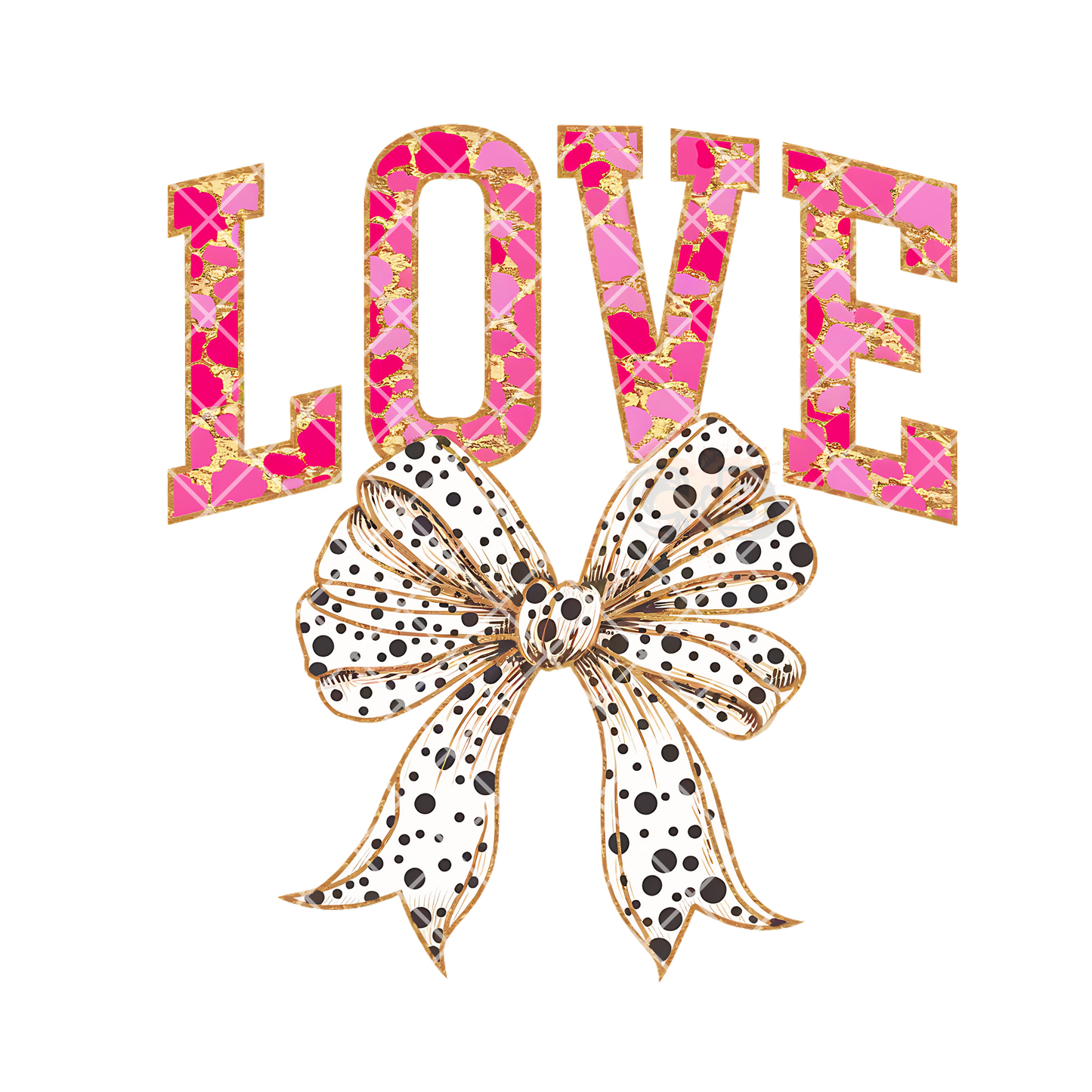 Love glam with dotted bow PNG