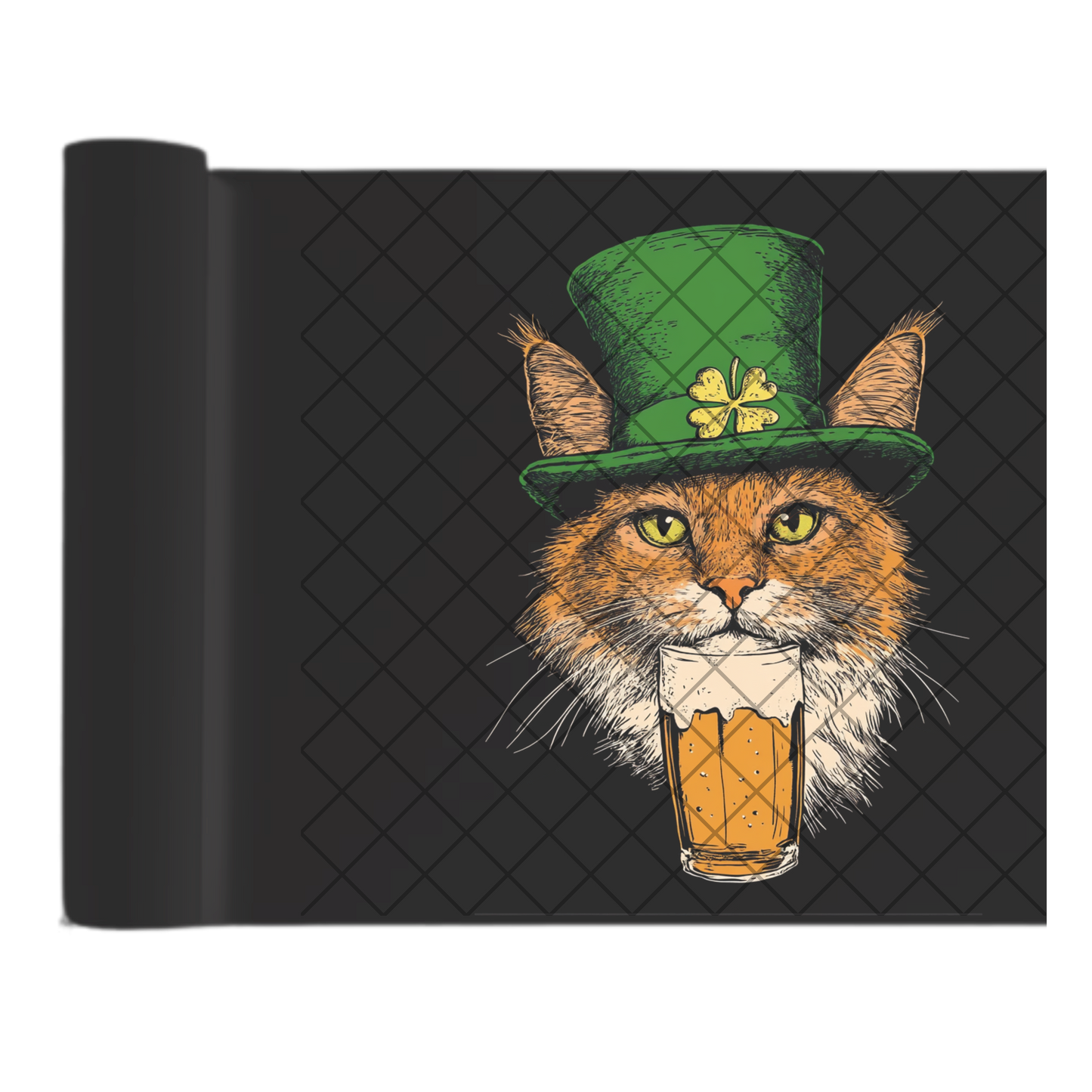 Orange Shamrock St. Patty Cat - Direct Print Film Transfer for T-Shirts, Cotton, Polyester & Blends - High-Quality DTF Print