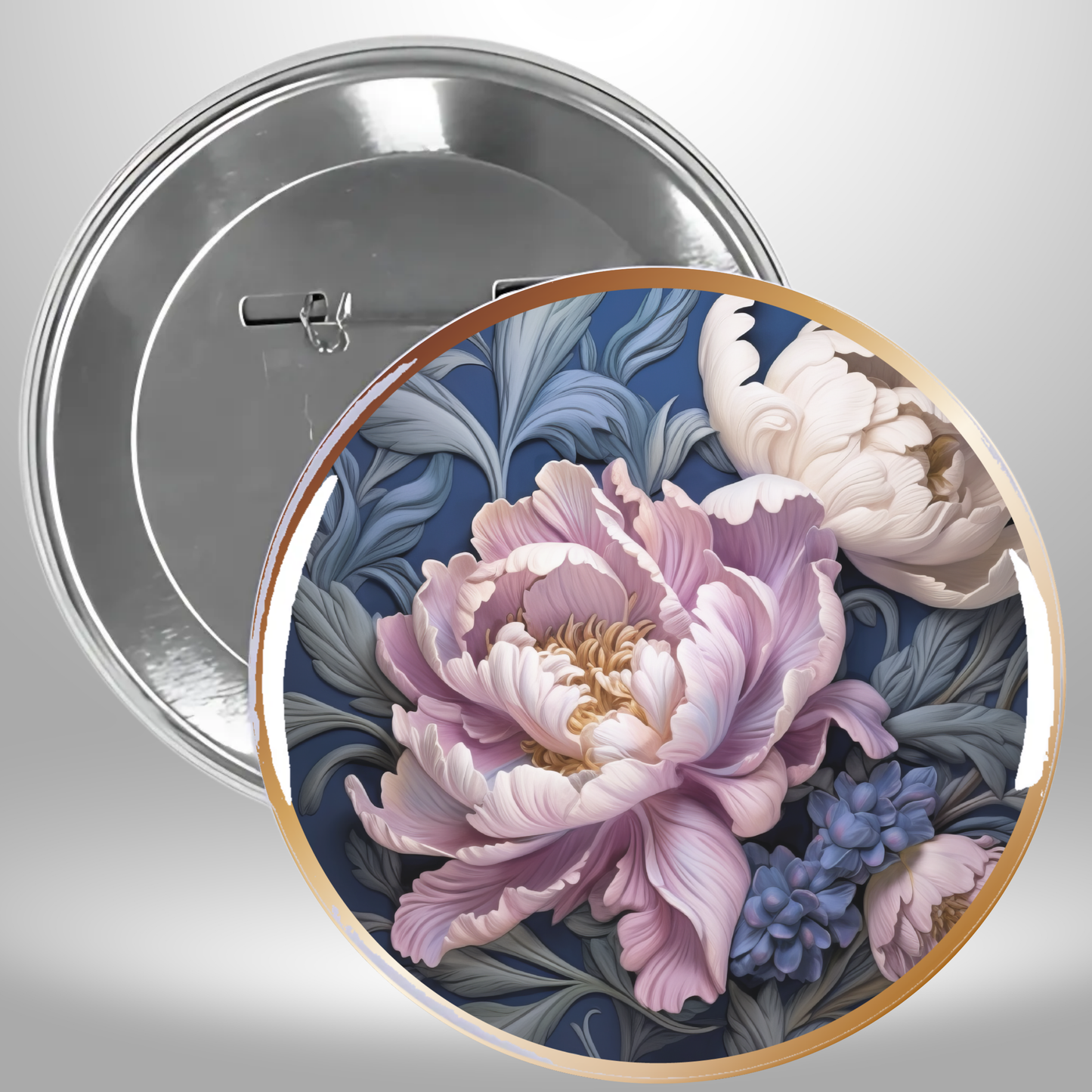 Victorian Framed Flowers Set Of 6 Pinback Buttons
