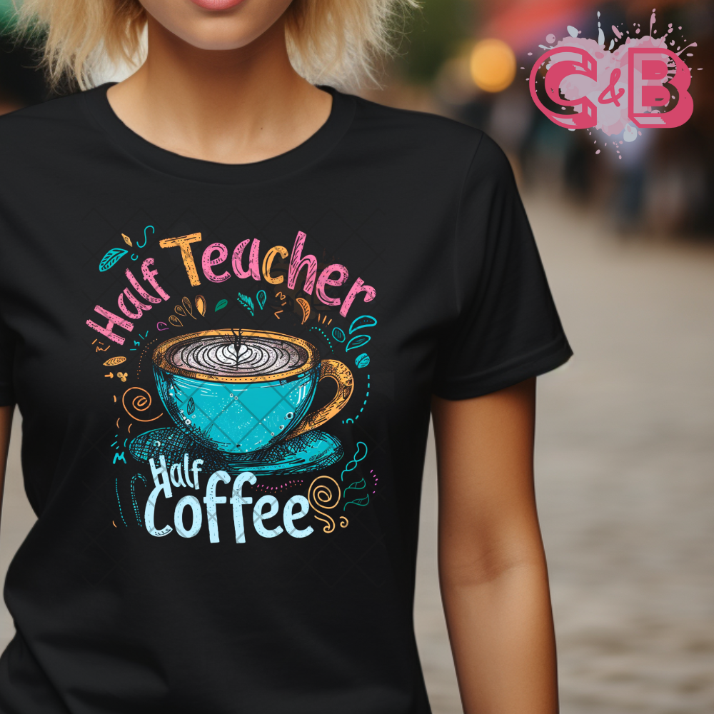 Half teacher half coffee PNG