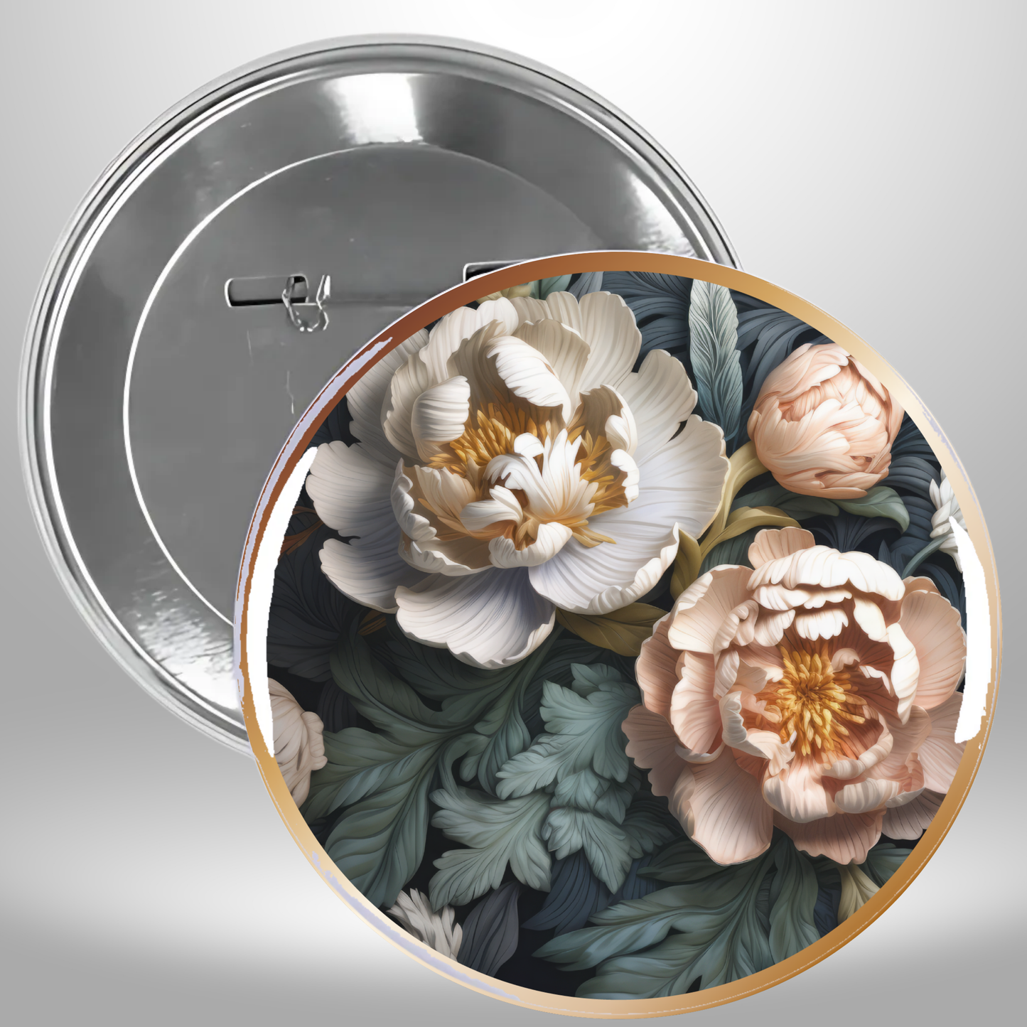 Victorian Framed Flowers Set Of 6 Pinback Buttons