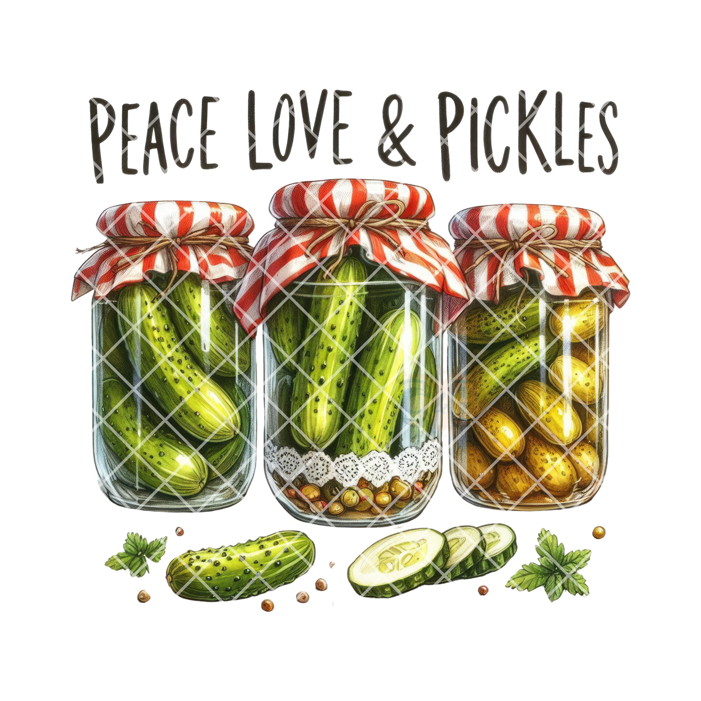 Peace love & pickles PNG