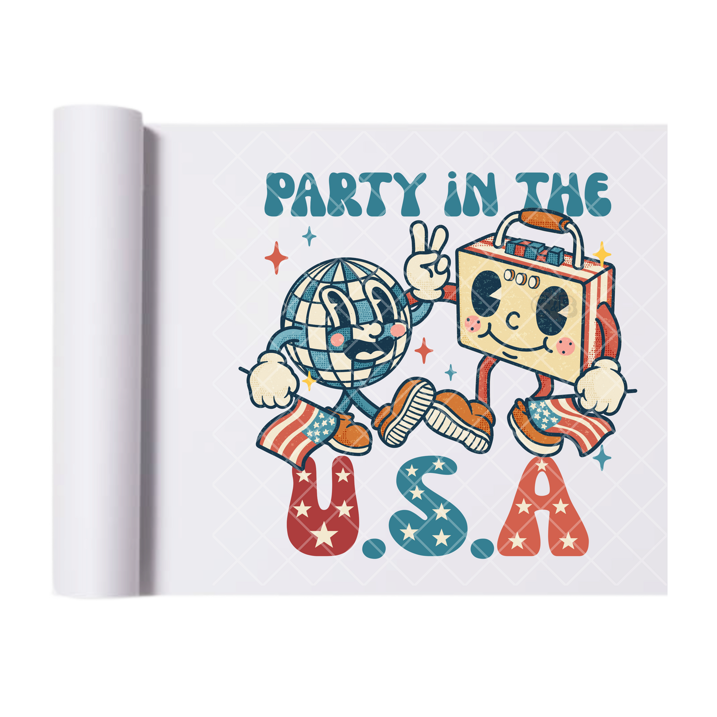 Party Disco USA - Direct Print Film Transfer for T-Shirts, Cotton, Polyester & Blends - High-Quality Print