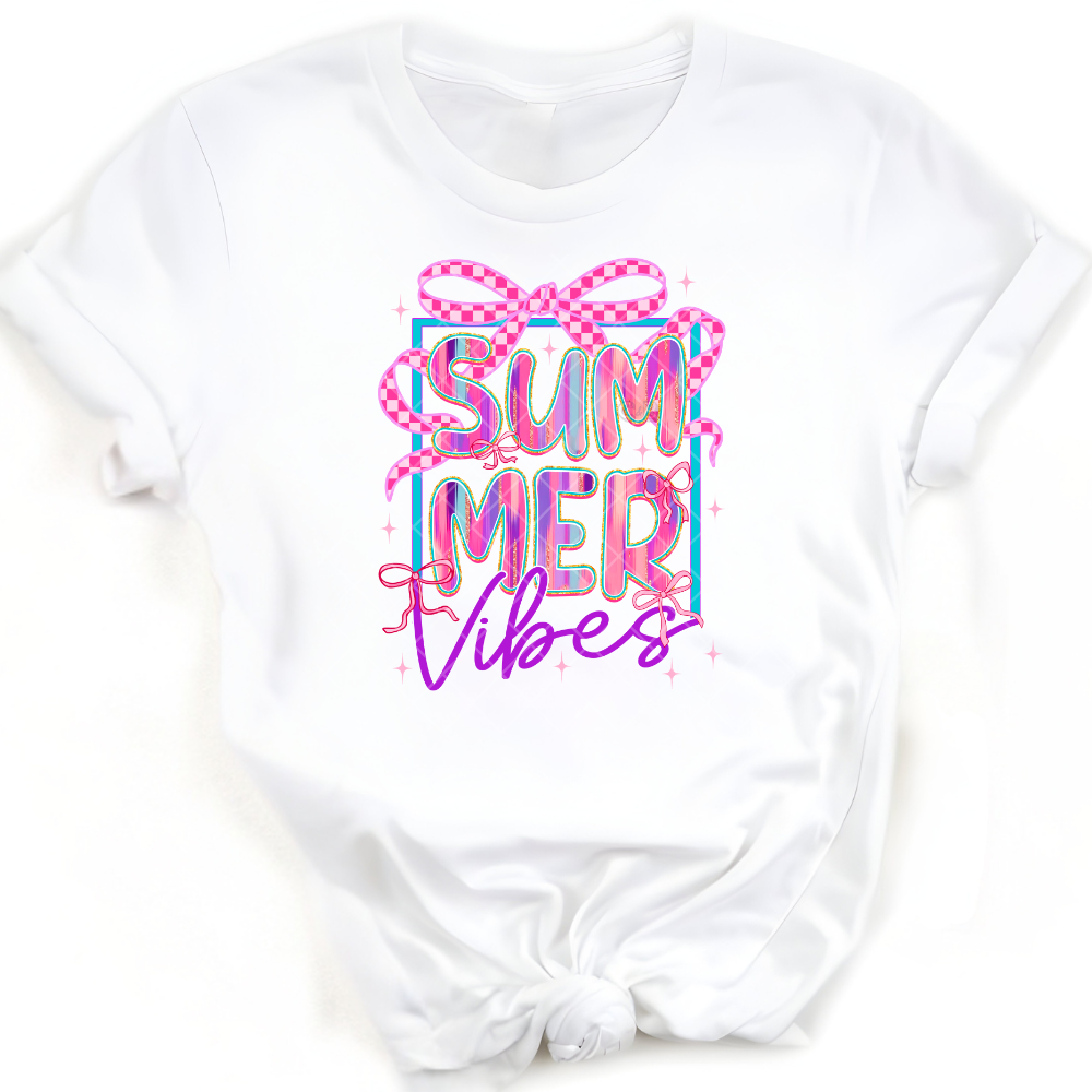 Summer Vibes Pink Checkered PNG