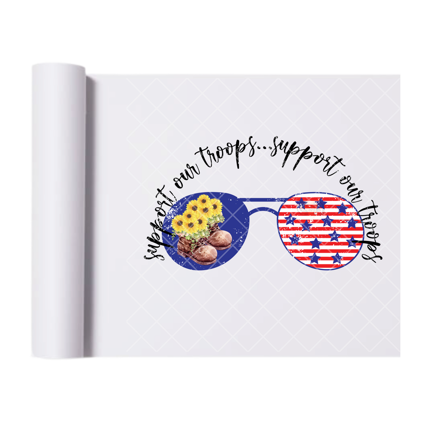Support Our Troops Shades - Direct Print Film Transfer for Trendy T-Shirts, Cotton, Polyester & Blends - High-Quality Print