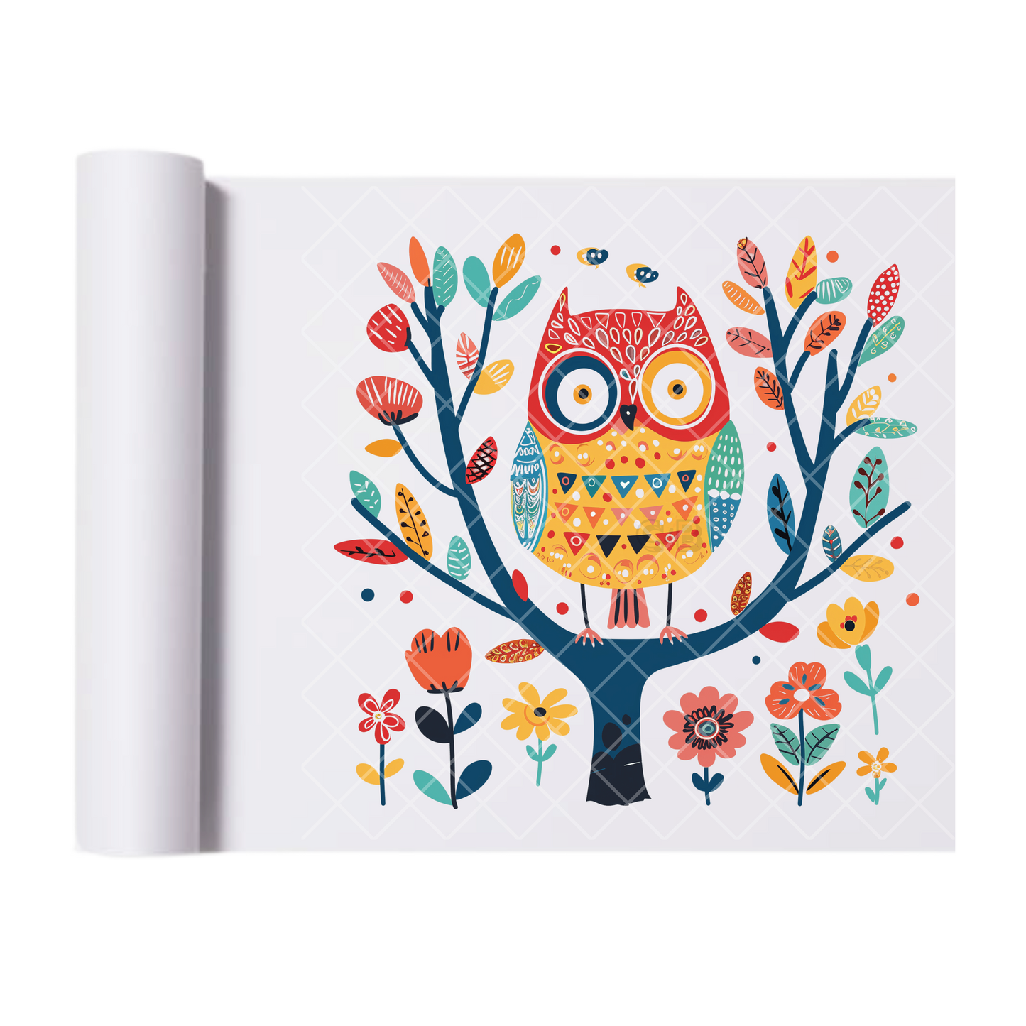 Pattern Owl Blend - Direct Print Film Transfer for Trendy T-Shirts, Cotton, Polyester & Blends - High-Quality Print