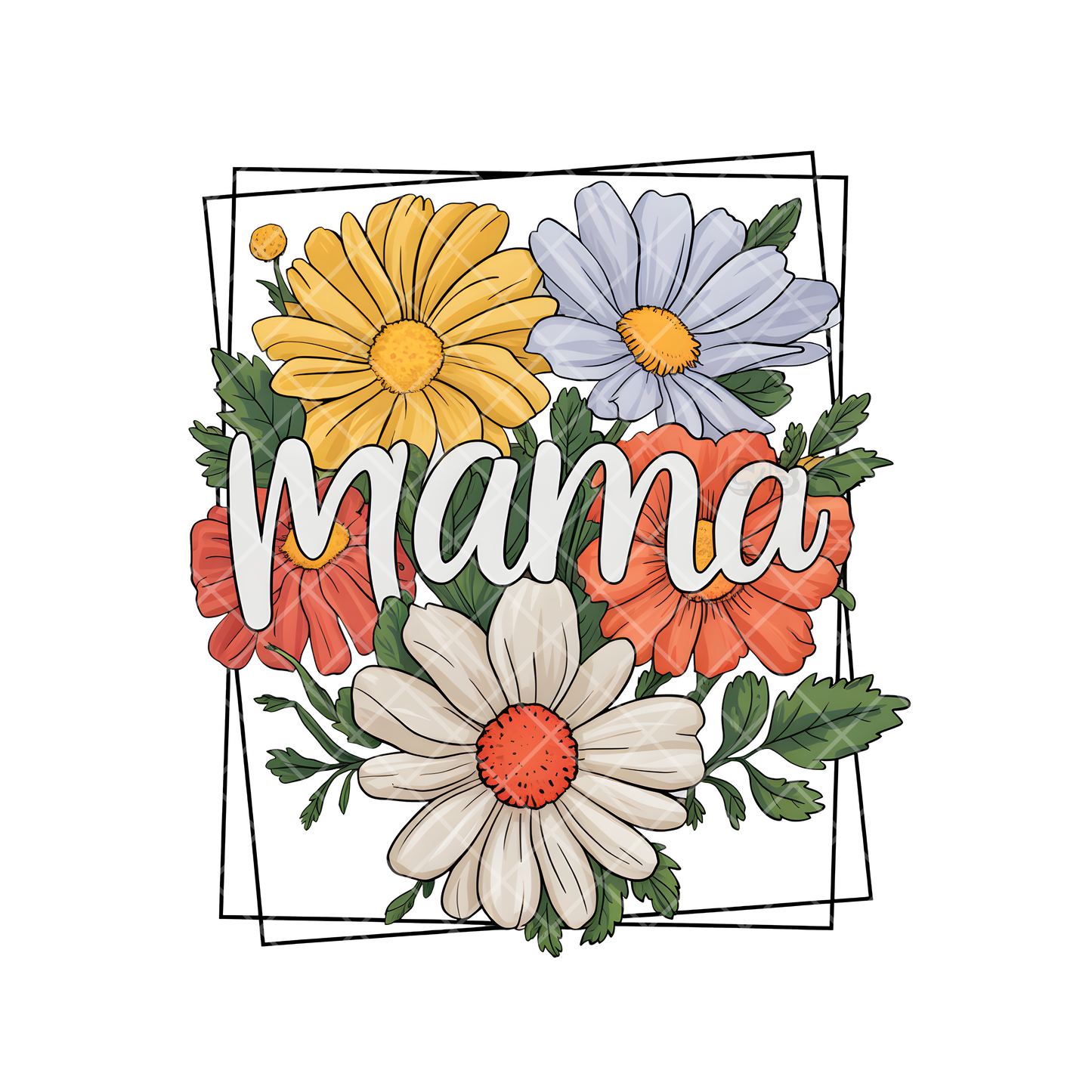 Mama Wildflowers Frame PNG