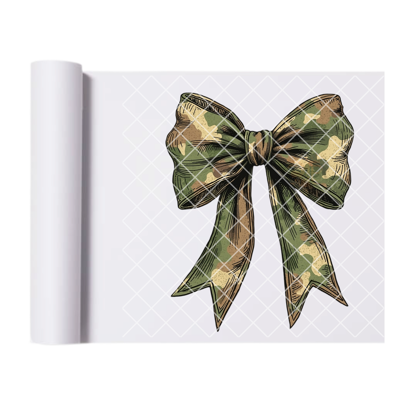 Camouflage Bow - Direct Print Film Transfer for T-Shirts, Cotton, Polyester & Blends - High-Quality DTF Print