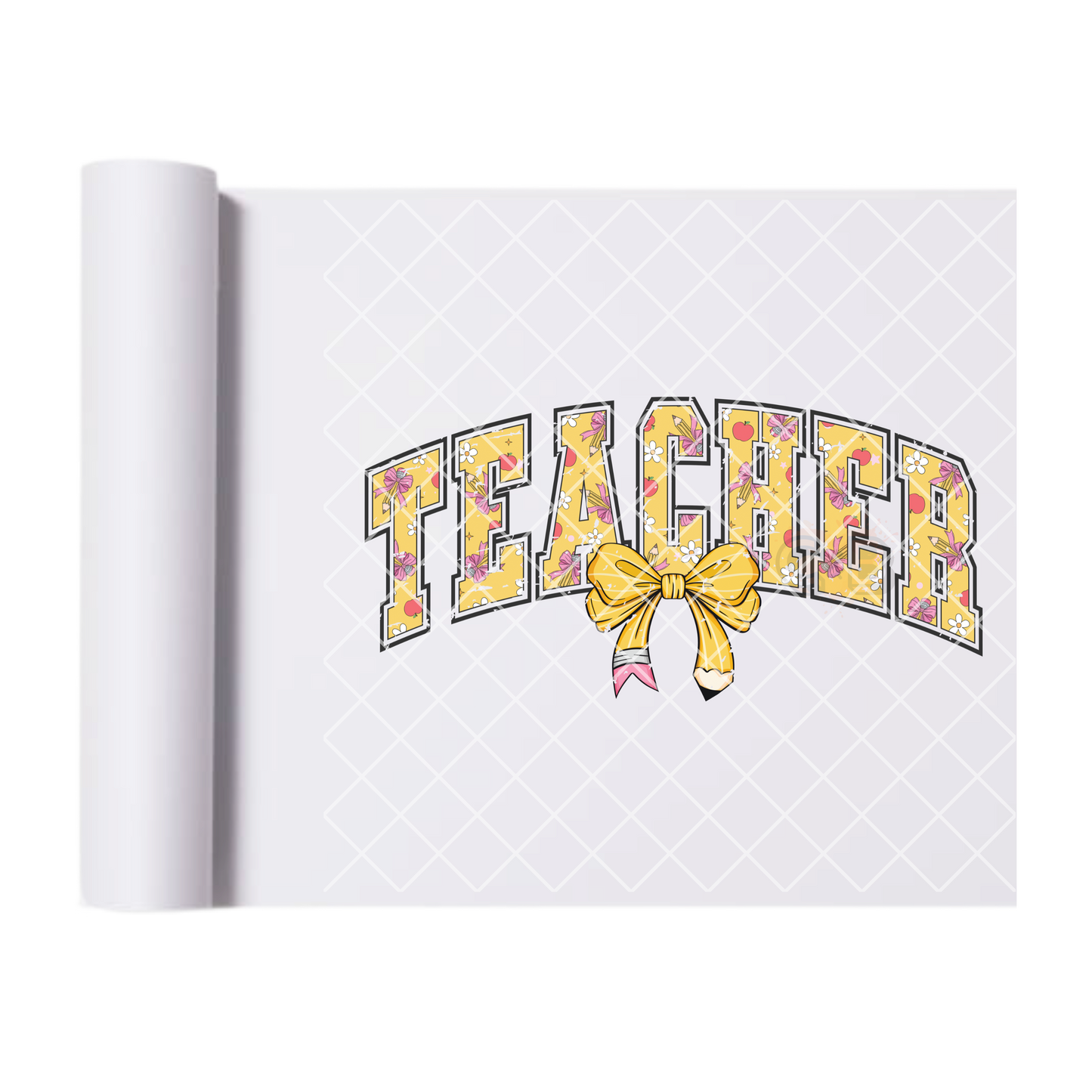 Teacher pencil theme pencil bow DTF film t shirt transfer