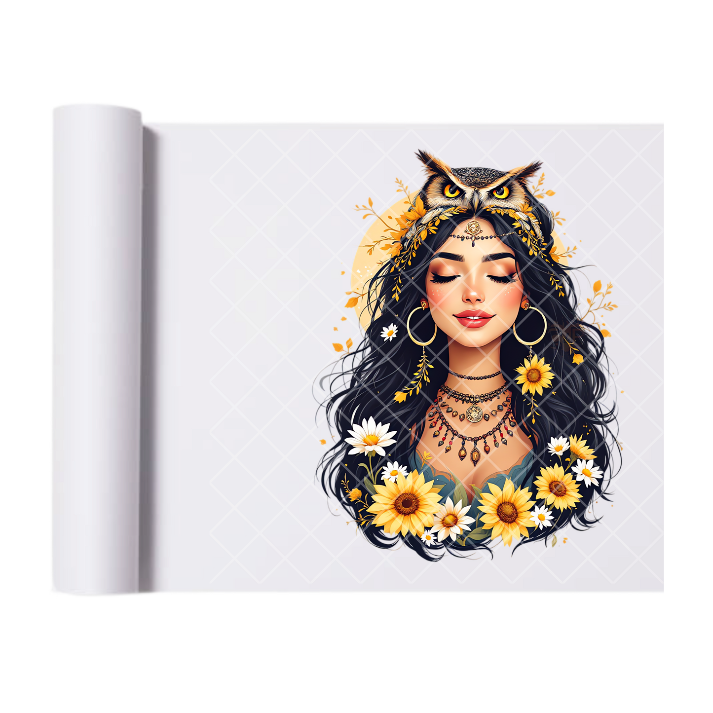 Owl Queen - Ready To Press Print Transfer for Apparel, Cotton, Polyester & Blends - High-Quality Print- Commercial Grade