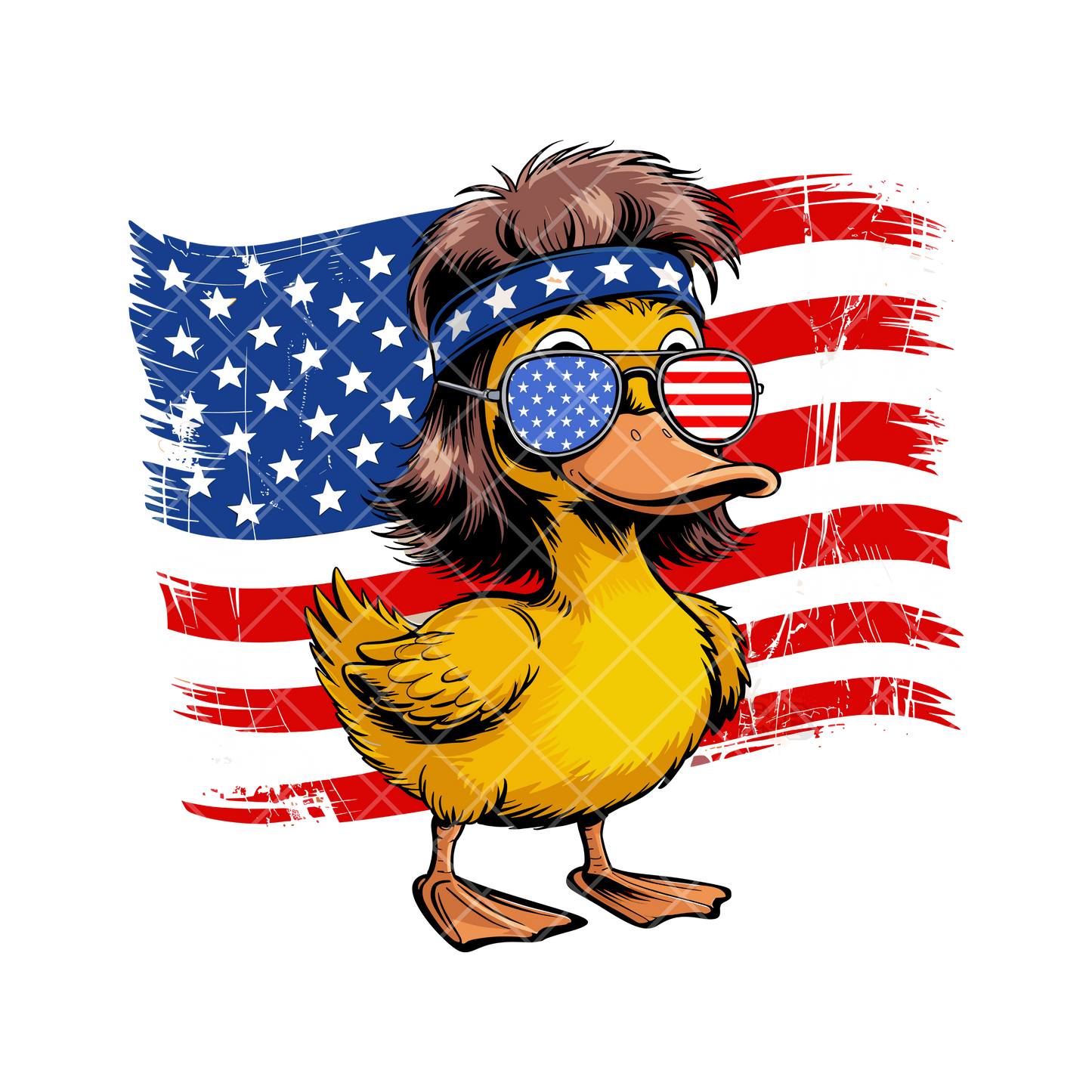 Patriot Duck Mullet Flag PNG