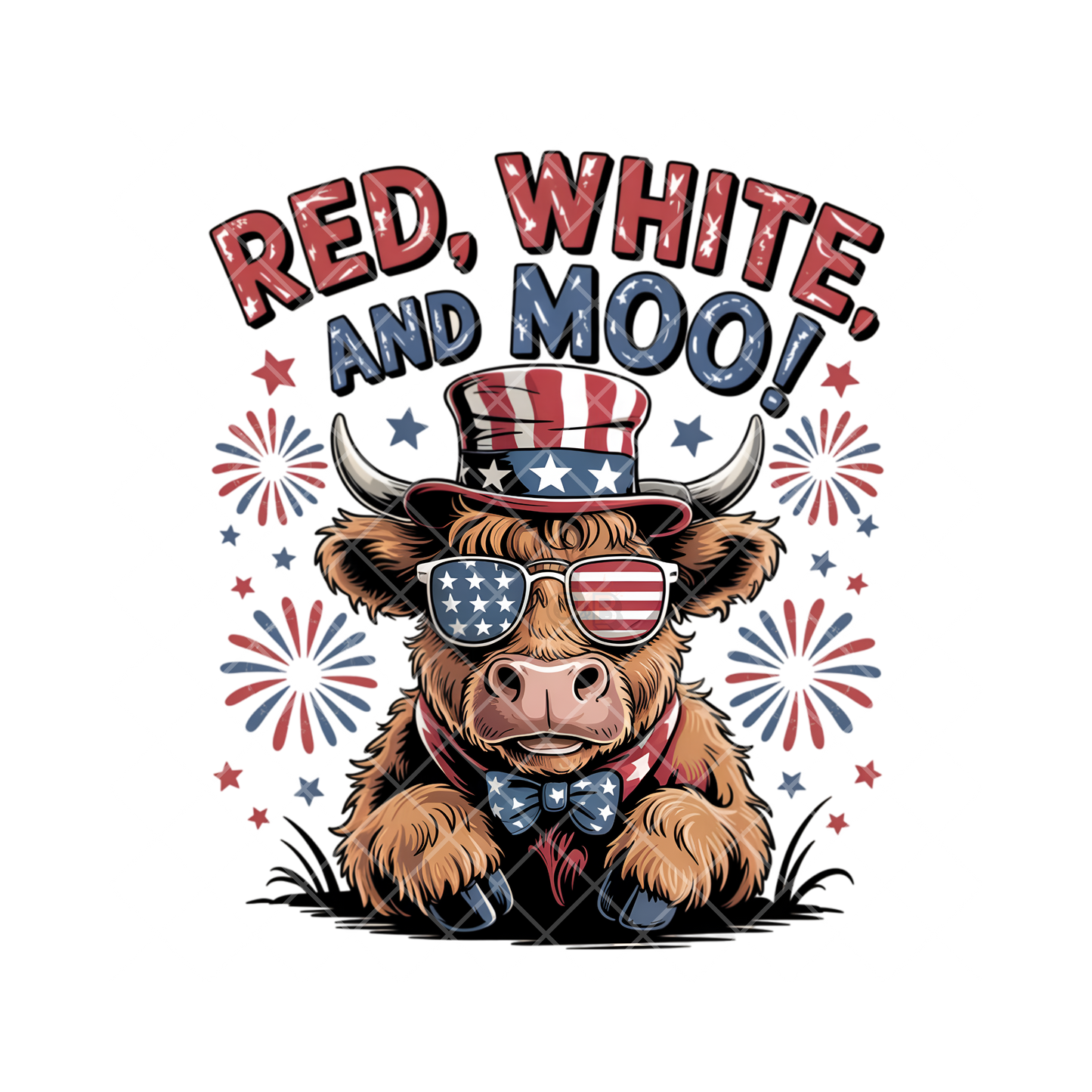 Red White And Moo Highland Cow PNG