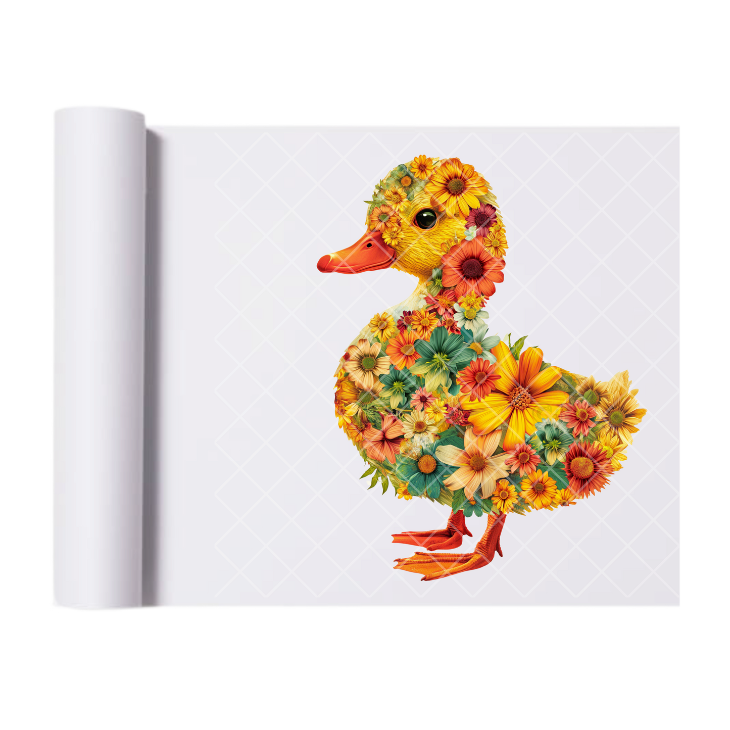 Floral Duck - Direct Print Film Transfer for Trendy T-Shirts, Cotton, Polyester & Blends - High-Quality Print