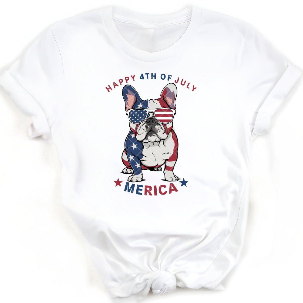 Frenchie Painted American Flag PNG