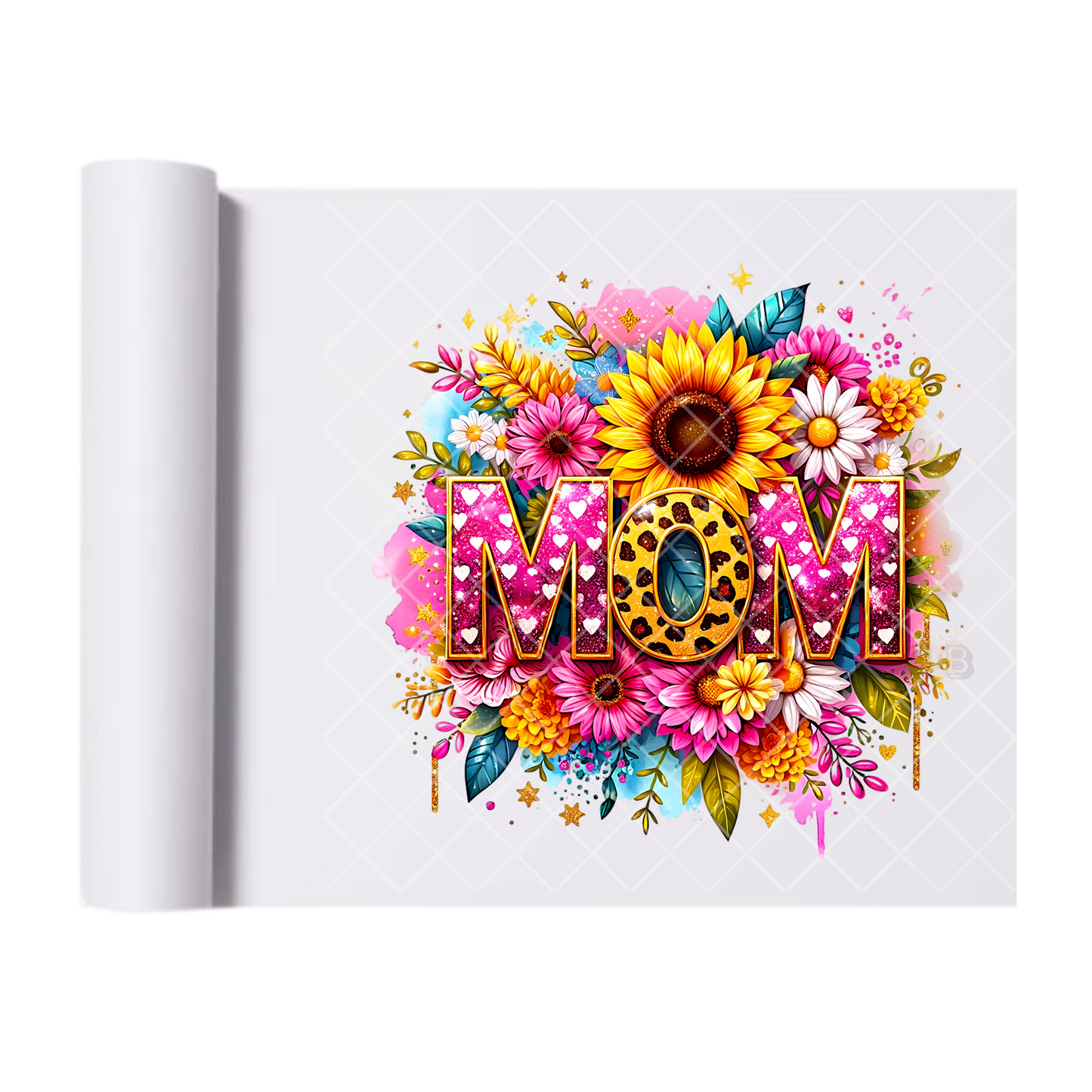 Mom Sunflower Pink Polkadot - Direct Print Film Transfer for T-Shirts, Cotton, Polyester & Blends - High-Quality Print