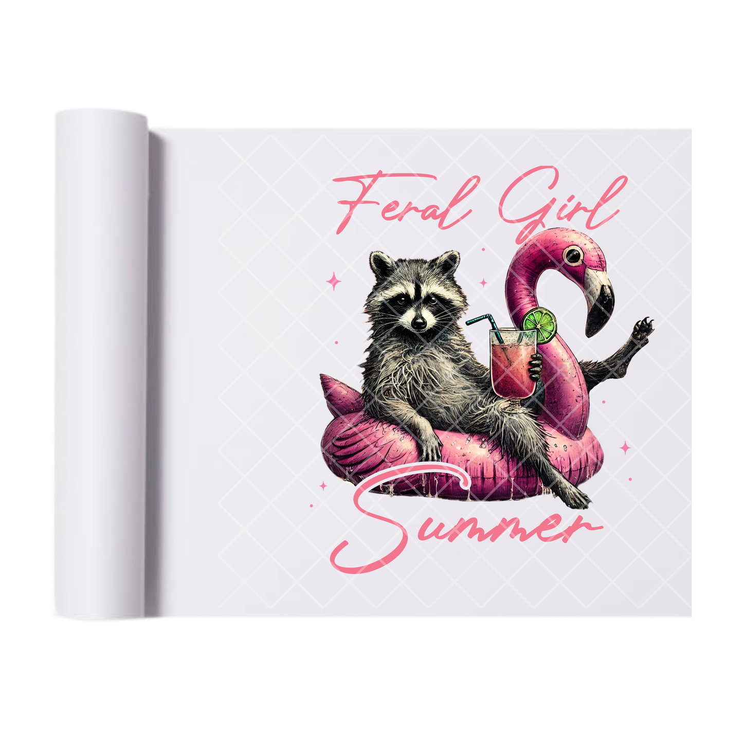 Raccoon Girl Summer - Direct Print Film Transfer for Trendy T-Shirts, Cotton, Polyester & Blends - High-Quality Print