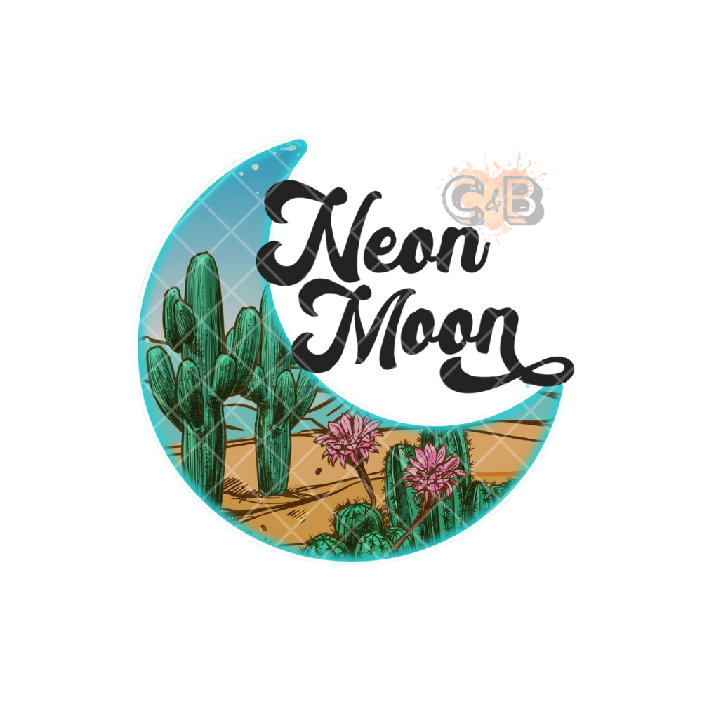 Neon Cactus Moon PNG