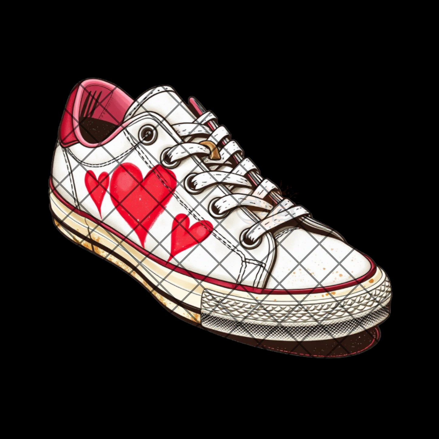 Chucks and hearts shoe DTF film t shirt transfer