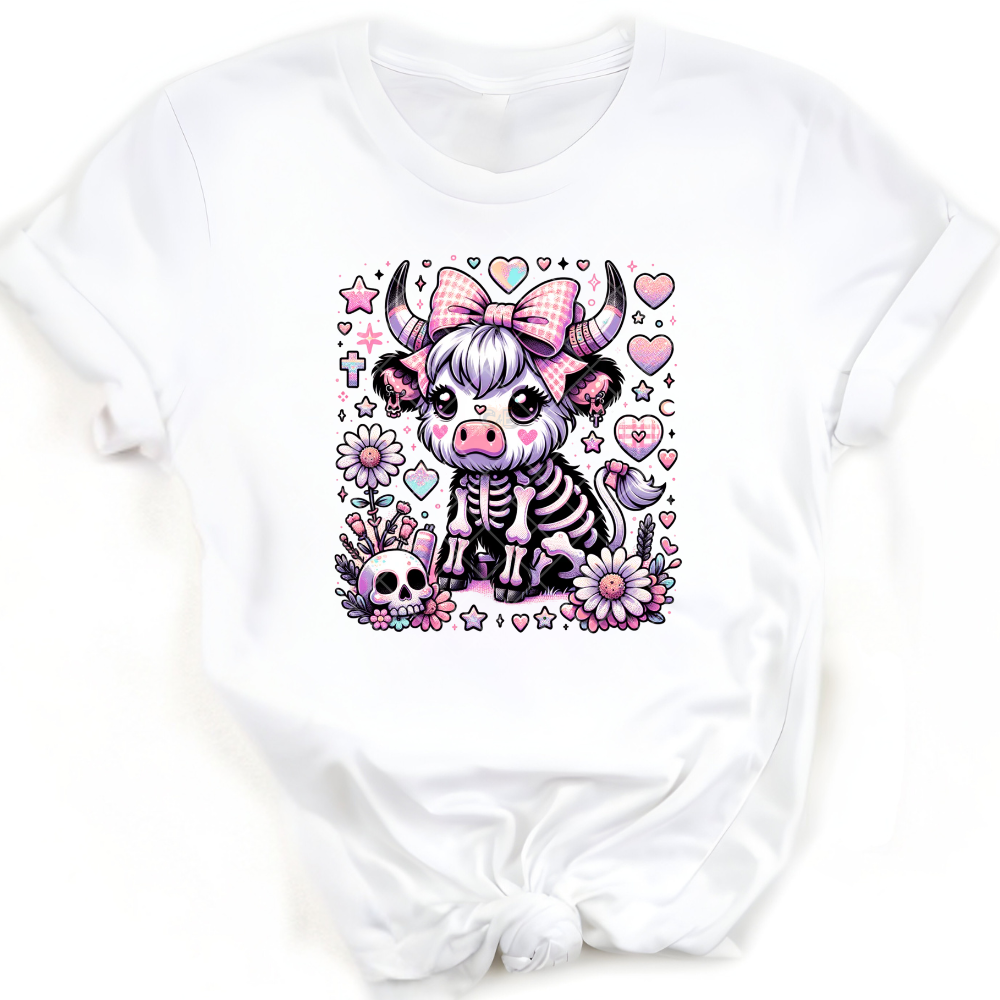 Pink Bow Steer Halloween PNG File