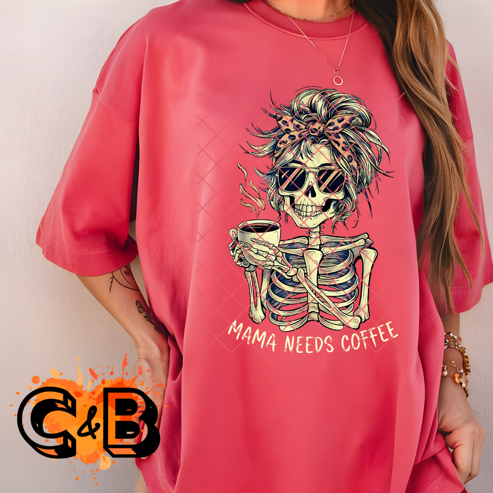 Skeleton coffee mom PNG
