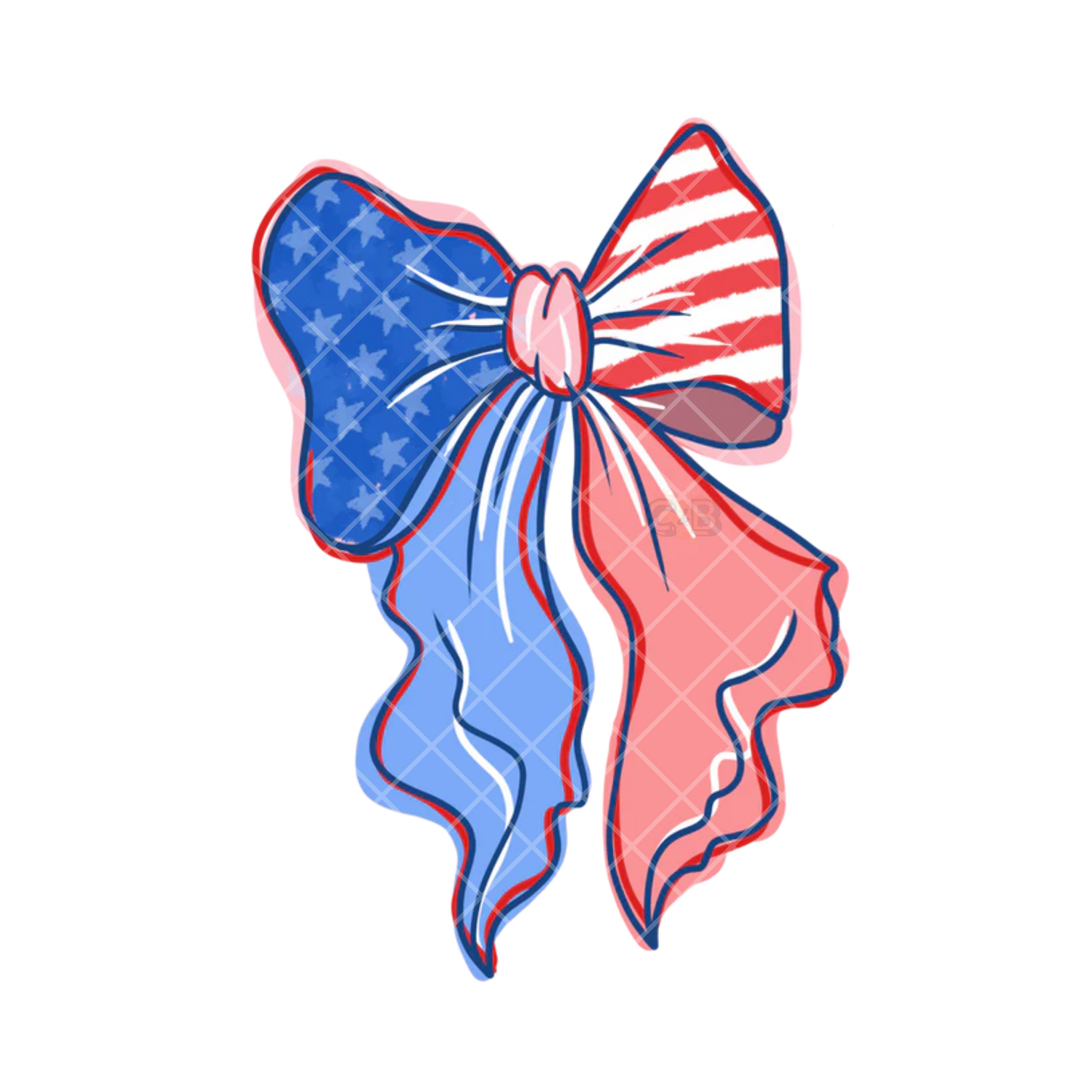 American Flag Doodled Bow PNG File