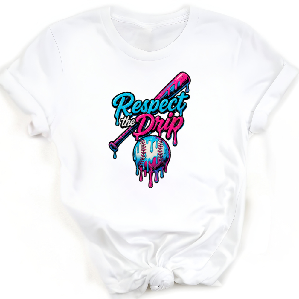 Respect The Drip Baseball League - Direct Print Film Transfer for T-Shirts, Cotton, Polyester & Blends - High-Quality Print
