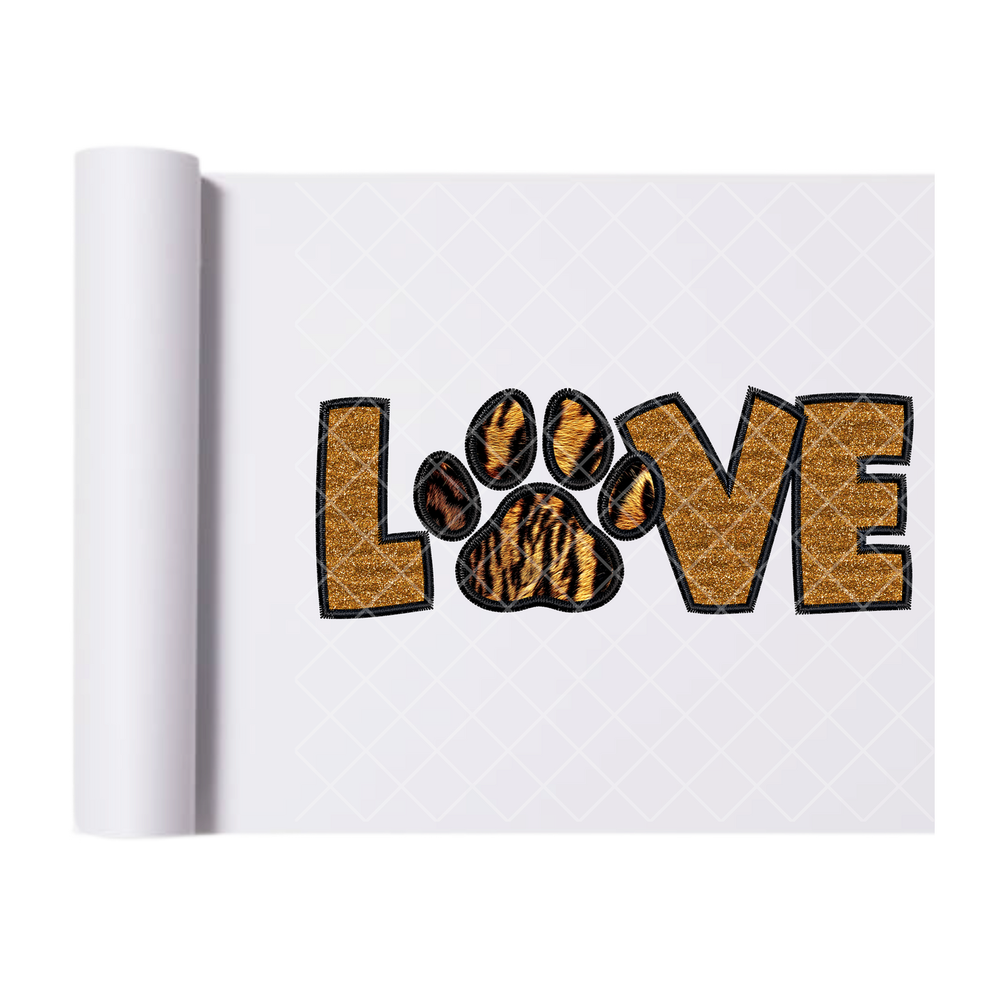Love Paw Print Tiger Gold Embroidery - Direct Print Film Transfer for Trendy T-Shirts, Cotton, Polyester & Blends - High-Quality Print