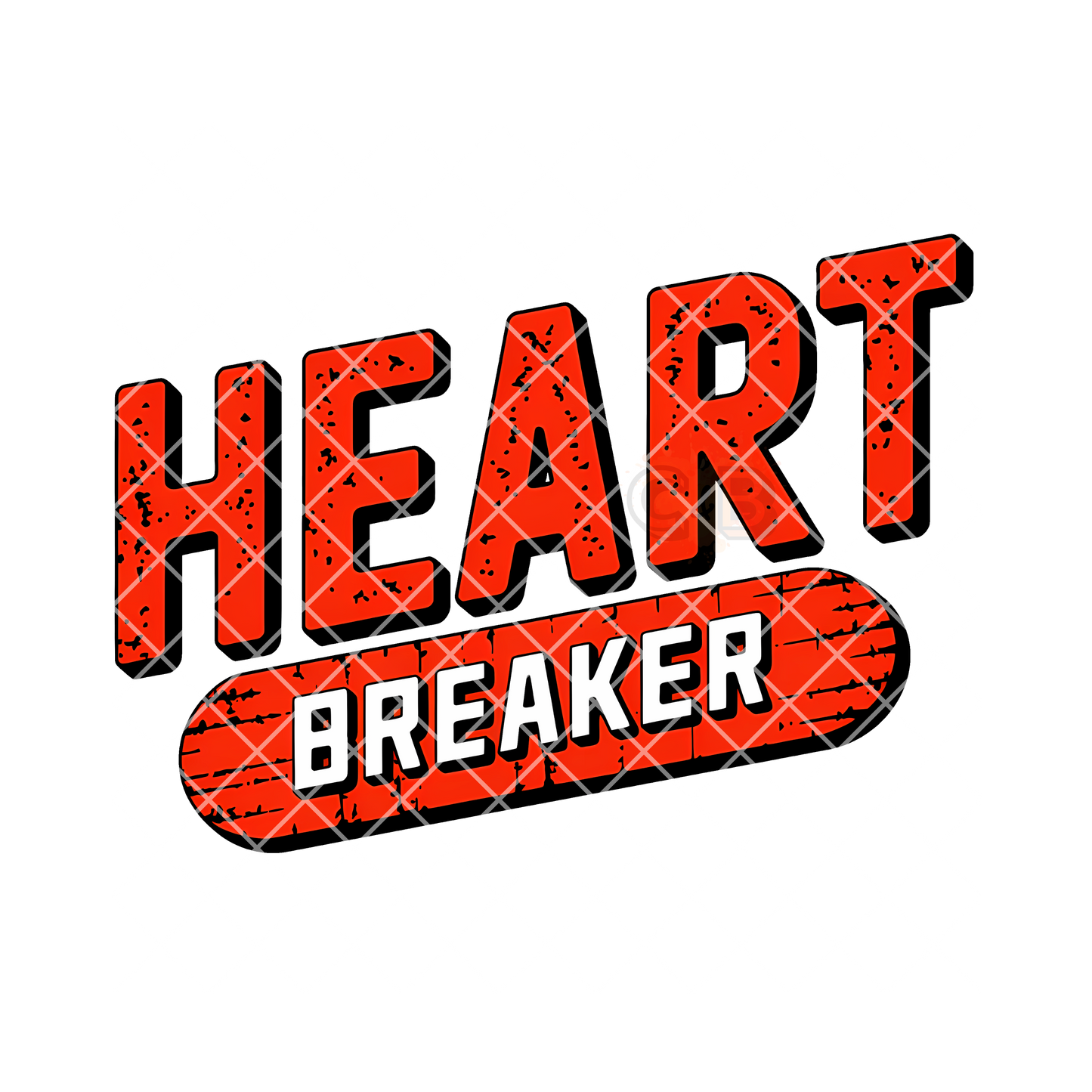 Heart breaker red banner PNG