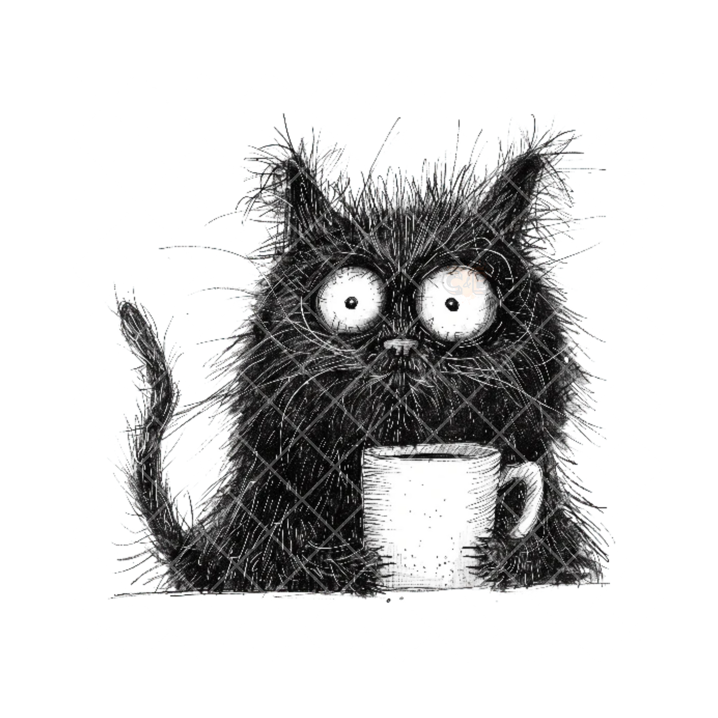Black Cat Morning Coffee PNG File