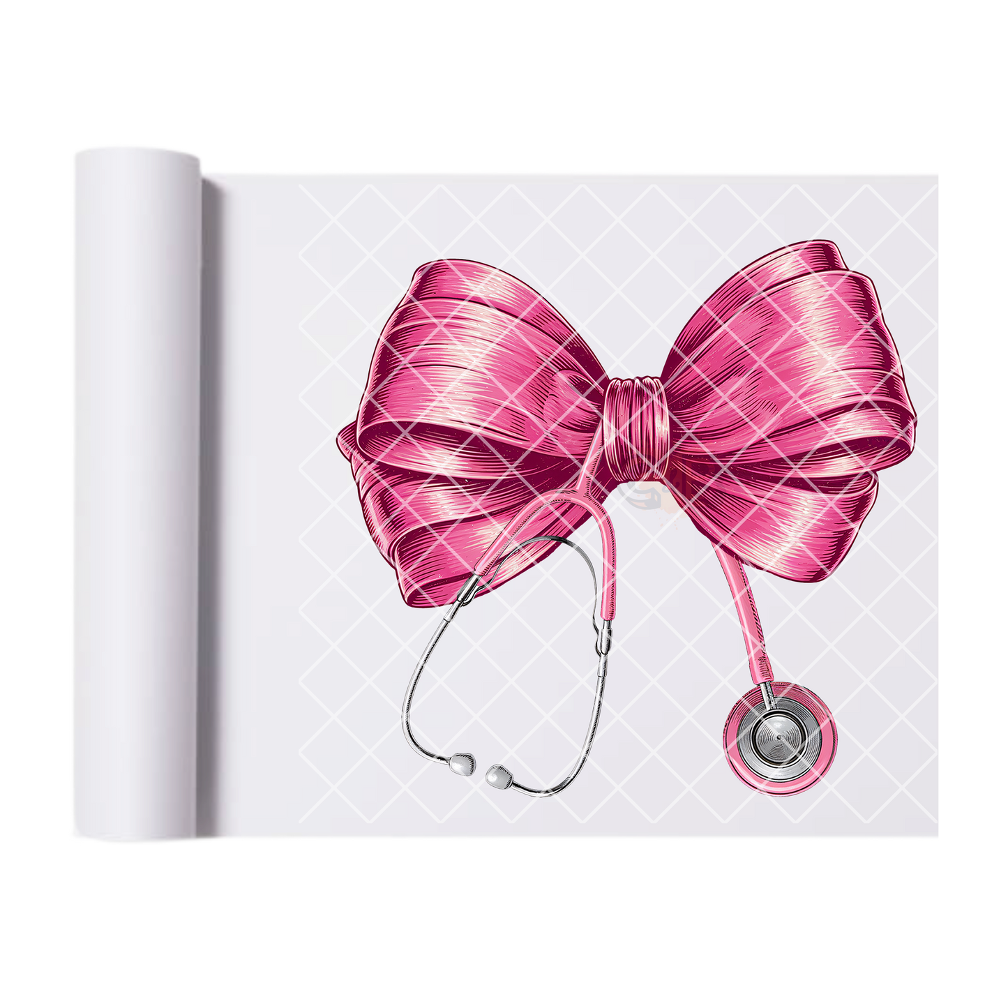Pink nurse bow with stethoscope film T shirt Transfer