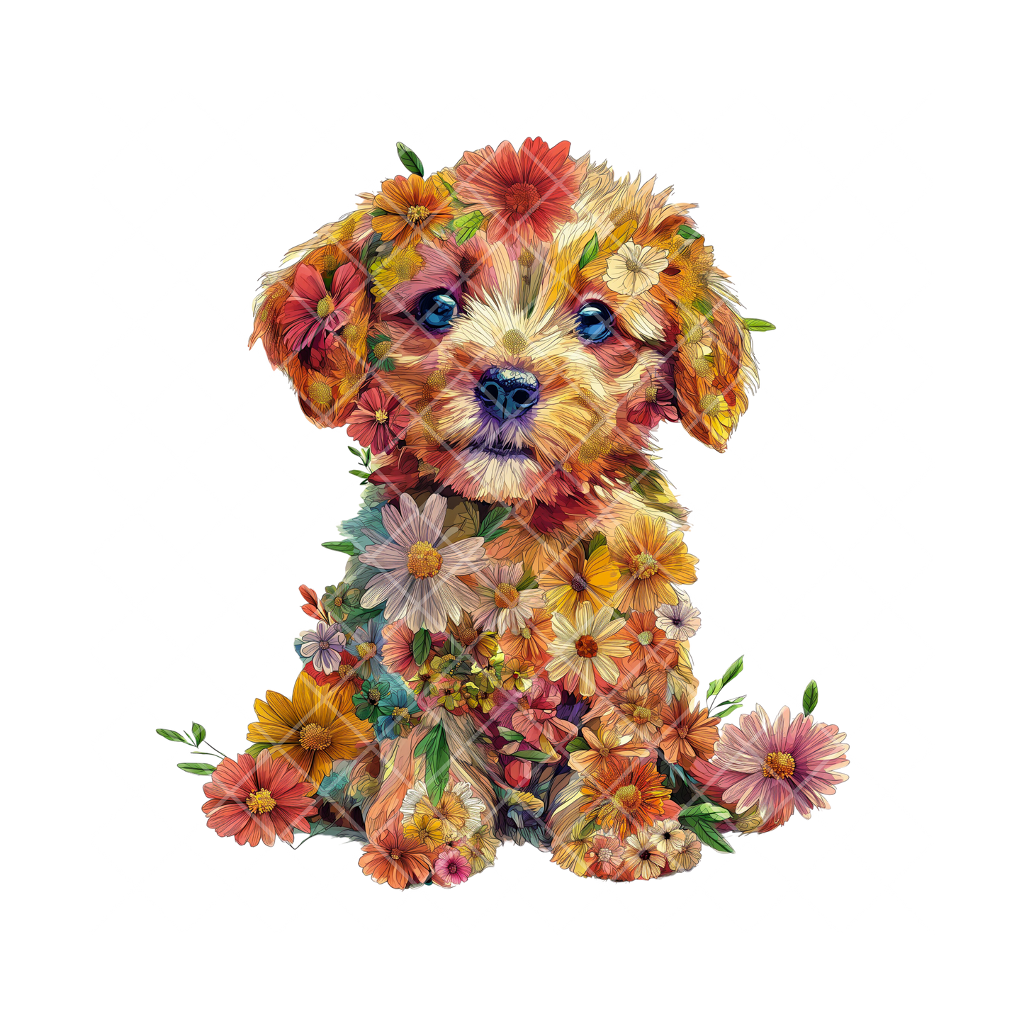 Floral Labrador Puppy PNG