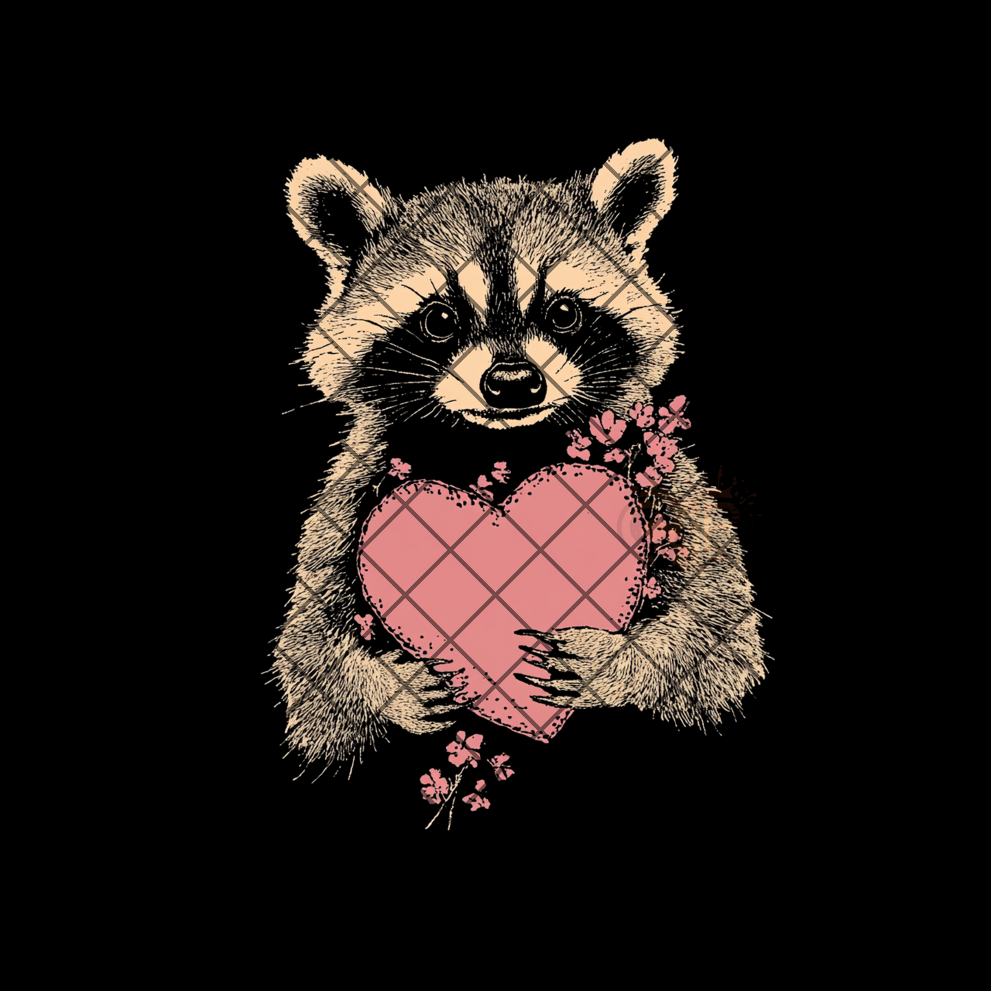 Raccoon pink heart and accent PNG