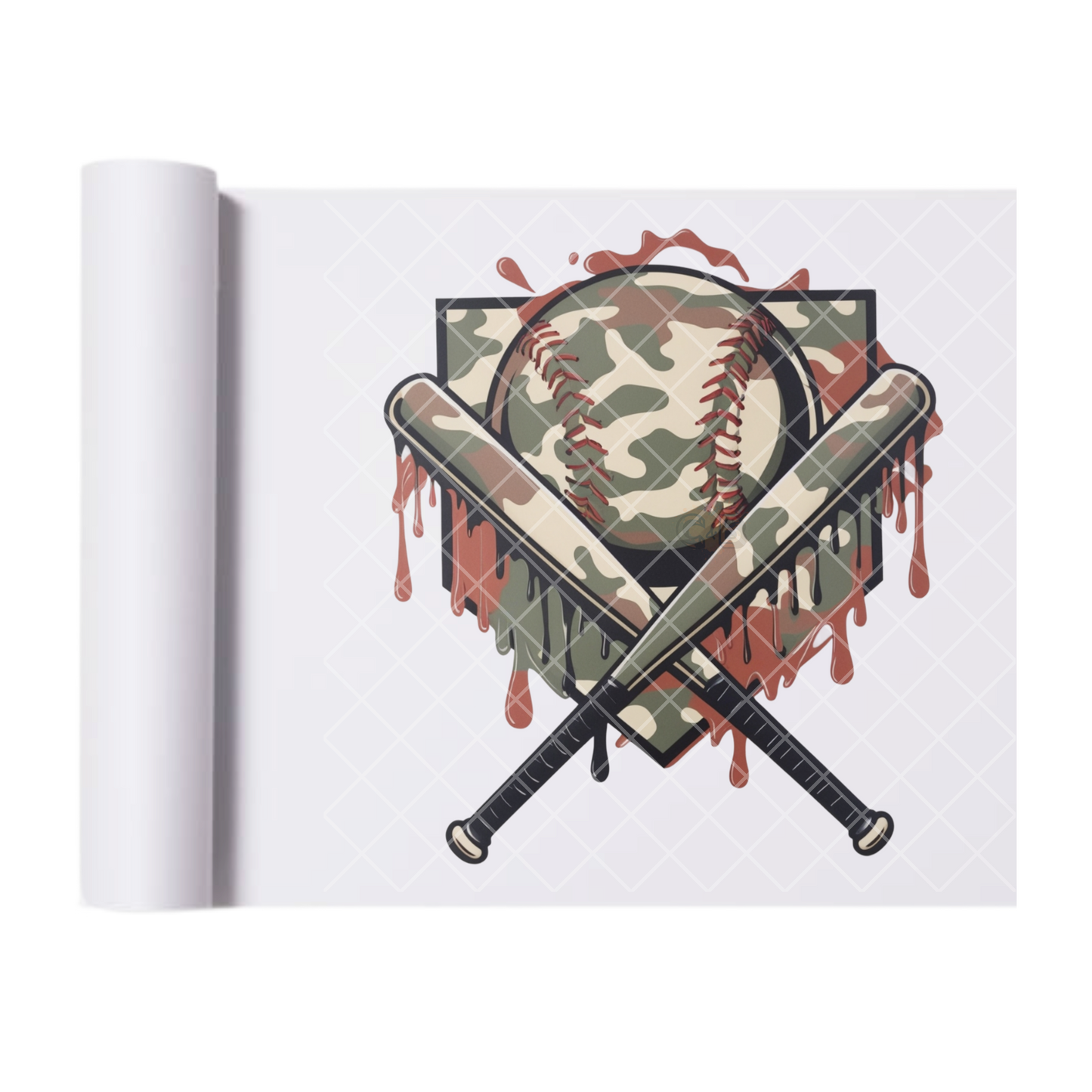 Camo Baseball Gear - Direct Print Film Transfer for T-Shirts, Cotton, Polyester & Blends - High-Quality Print